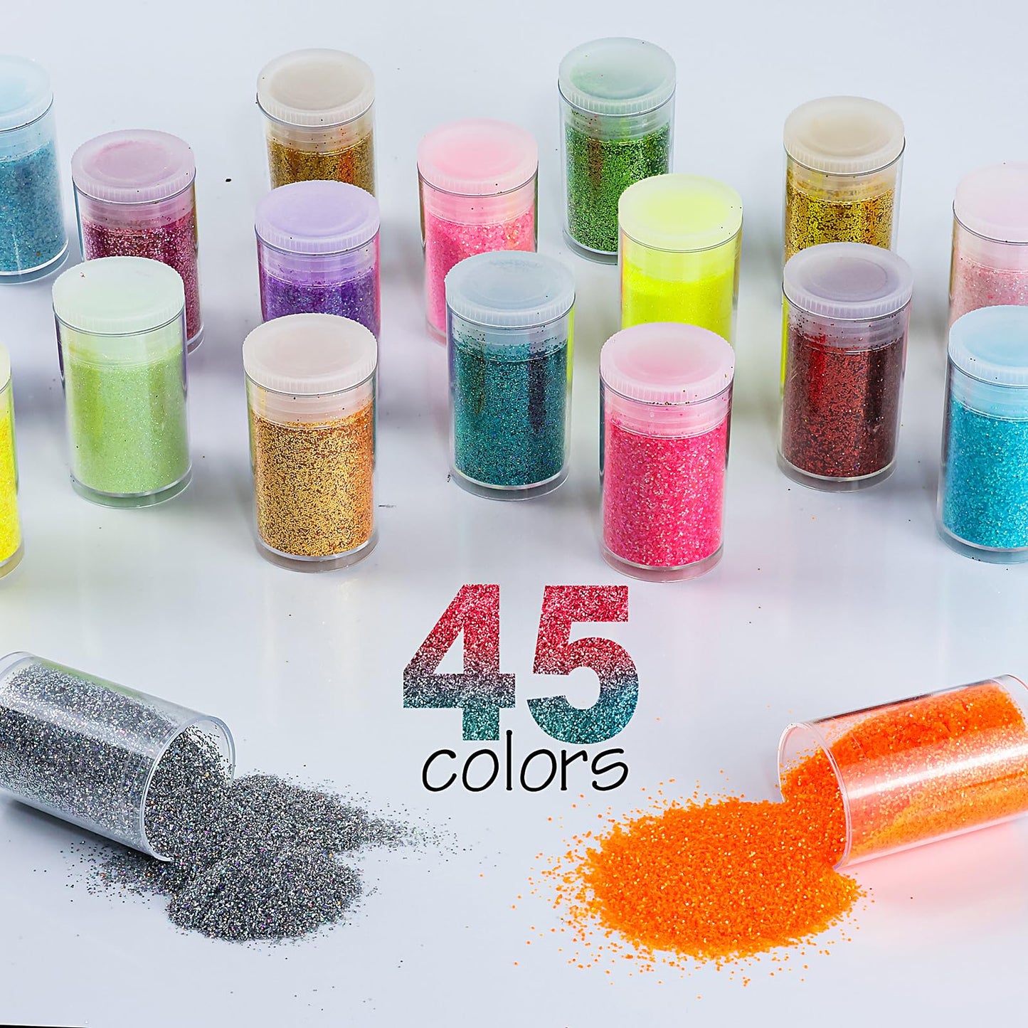 Ultra Fine Glitter for Nails, Set of 45 Colors, Extra Fine Resin Glitter Powder, Holographic & Iridescent Glitter for Epoxy Resin, Body Glitter Beauty & Personal Care Linwulte