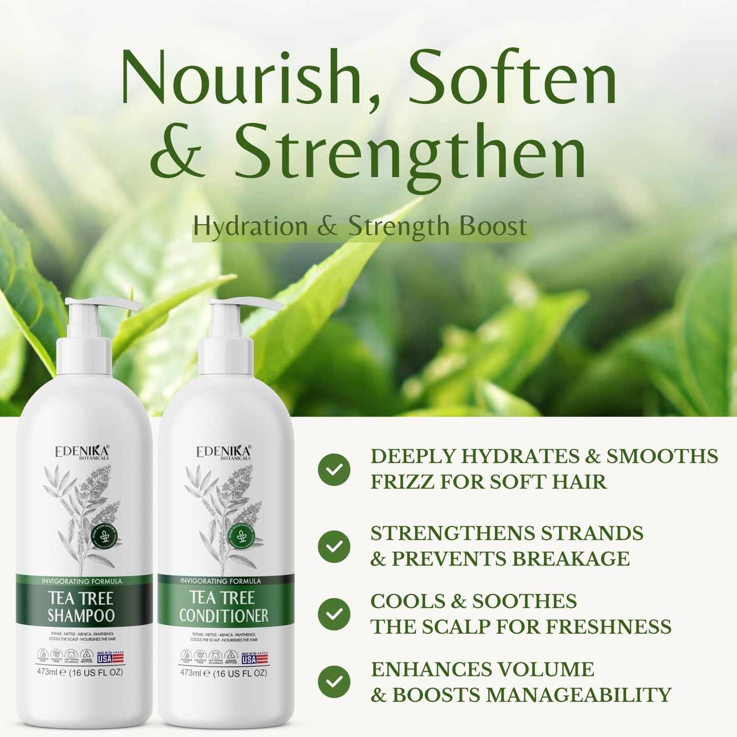 EDENIKA BOTANICALS Tea Tree Oil Shampoo and Conditioner Set, Deep Cleansing for Buildup & Oily Scalp, Soothes Itchy Scalp & Refreshes Hair, Sulfate Beauty & Personal Care EDENIKA BOTANICALS