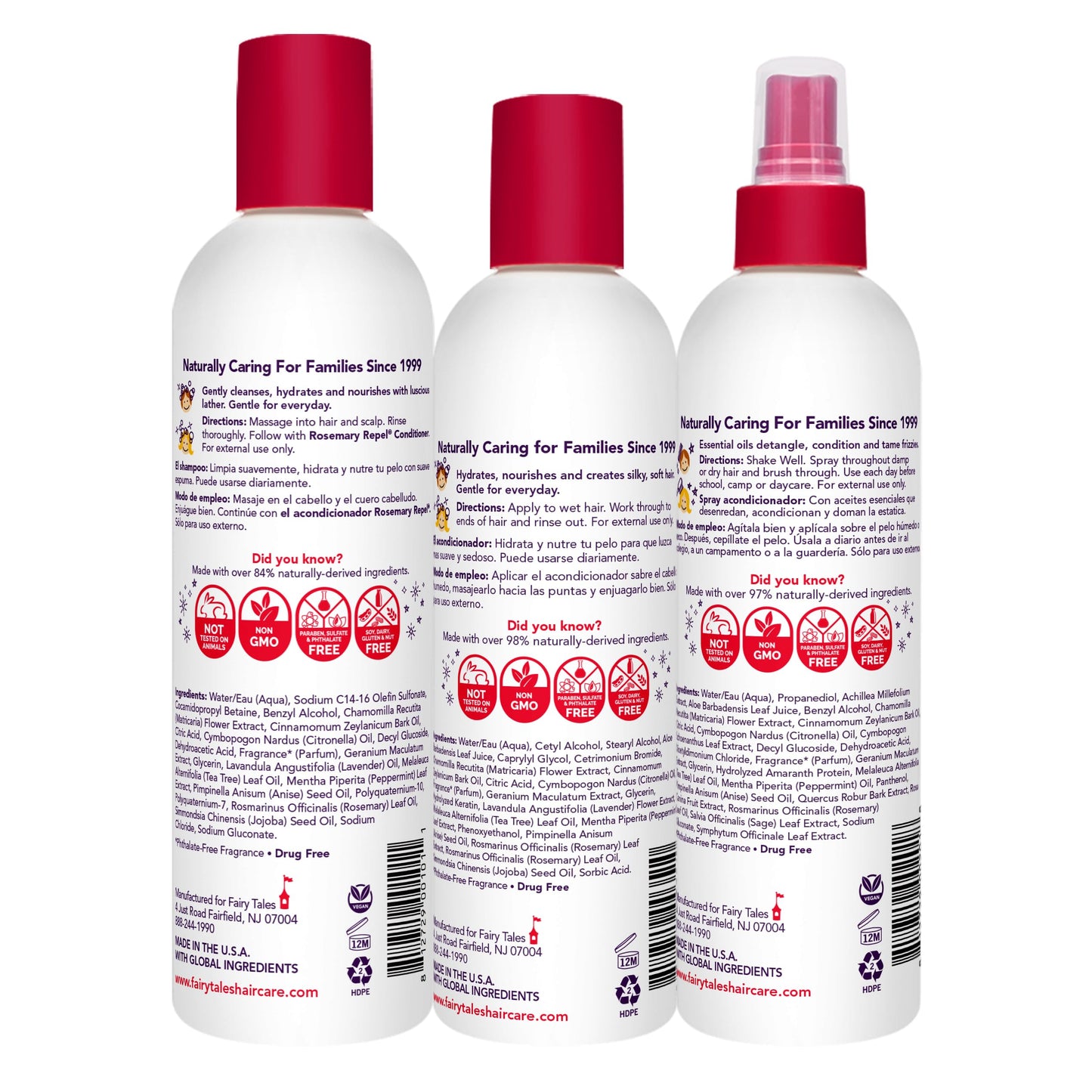 Fairy Tales Rosemary Repel Daily Kids Shampoo, 12 fl oz., Conditioner, 8 fl oz. & Conditioning Spray, 8 fl oz. Star Trio- Kids Like the Smell, Lice Do Beauty & Personal Care Fairy Tales