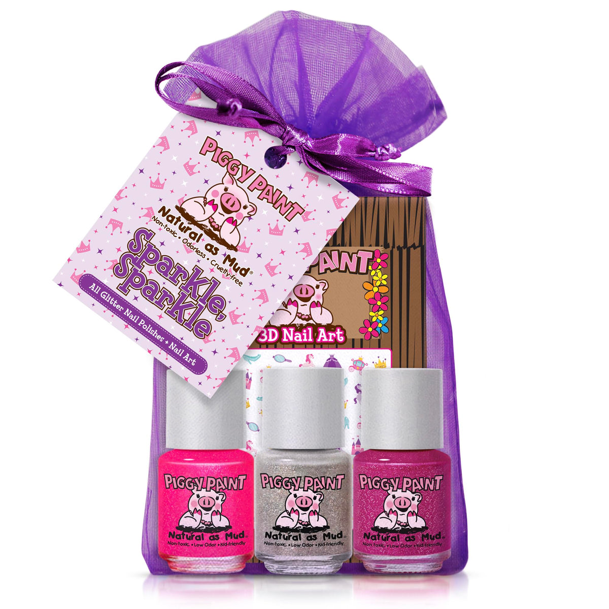 Piggy Paint Nail Polish - Sparkle, Sparkle! (3 Color + Nail Art Set)