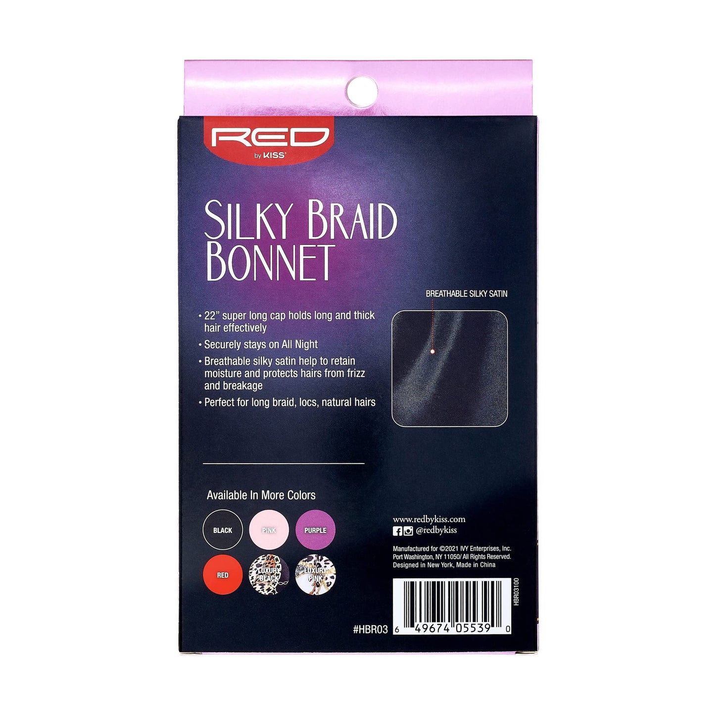 Red by Kiss Silky Braid Bonnet Sleep Cap, Frizz Free Bonnet (Black) Beauty and Personal Care Red by Kiss