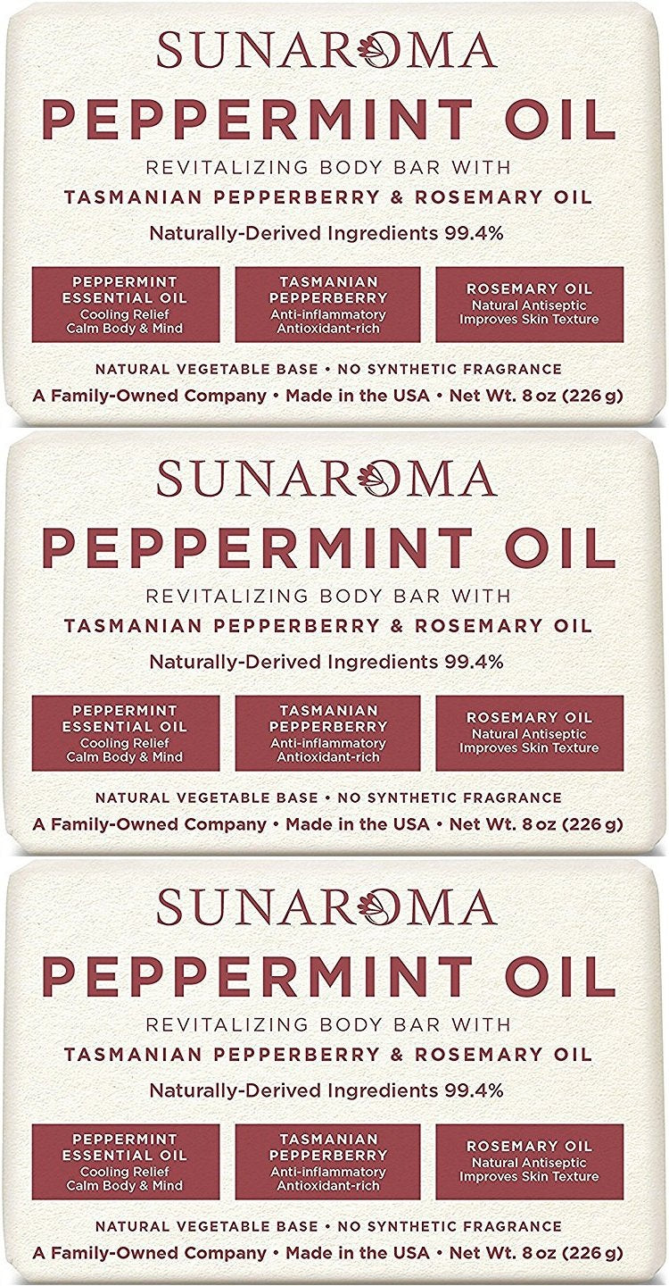 Sunaroma Peppermint Oil & Rosemary Body Bar Soap, 8 Ounce (Pack of 3) Beauty & Personal Care SUNAROMA