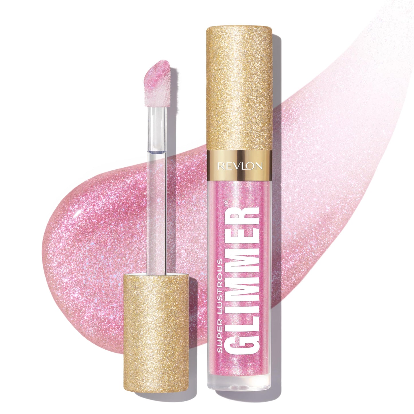 Revlon Super Lustrous Glimmer Gloss, Non-Sticky Lip Gloss, High-Shine Finish, Plant-Based Glitter, 002 Pink Prisma, 0.13 fl oz Beauty & Personal Care REVLON