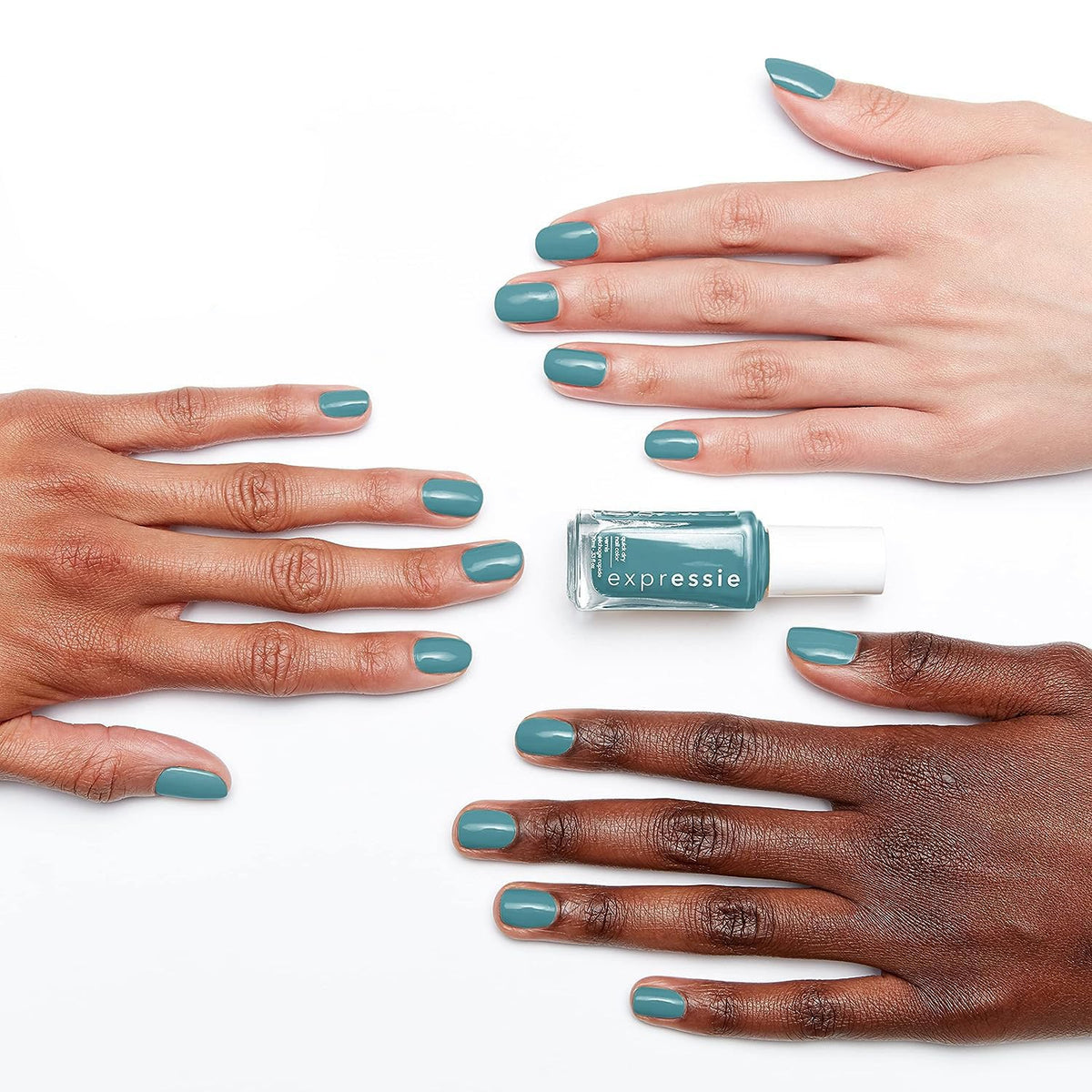 essie Expressie Nail Polish, Quick-Dry Midtone Teal Nail Polish, Vegan, Up Up & Away Message, 0.33 fl oz