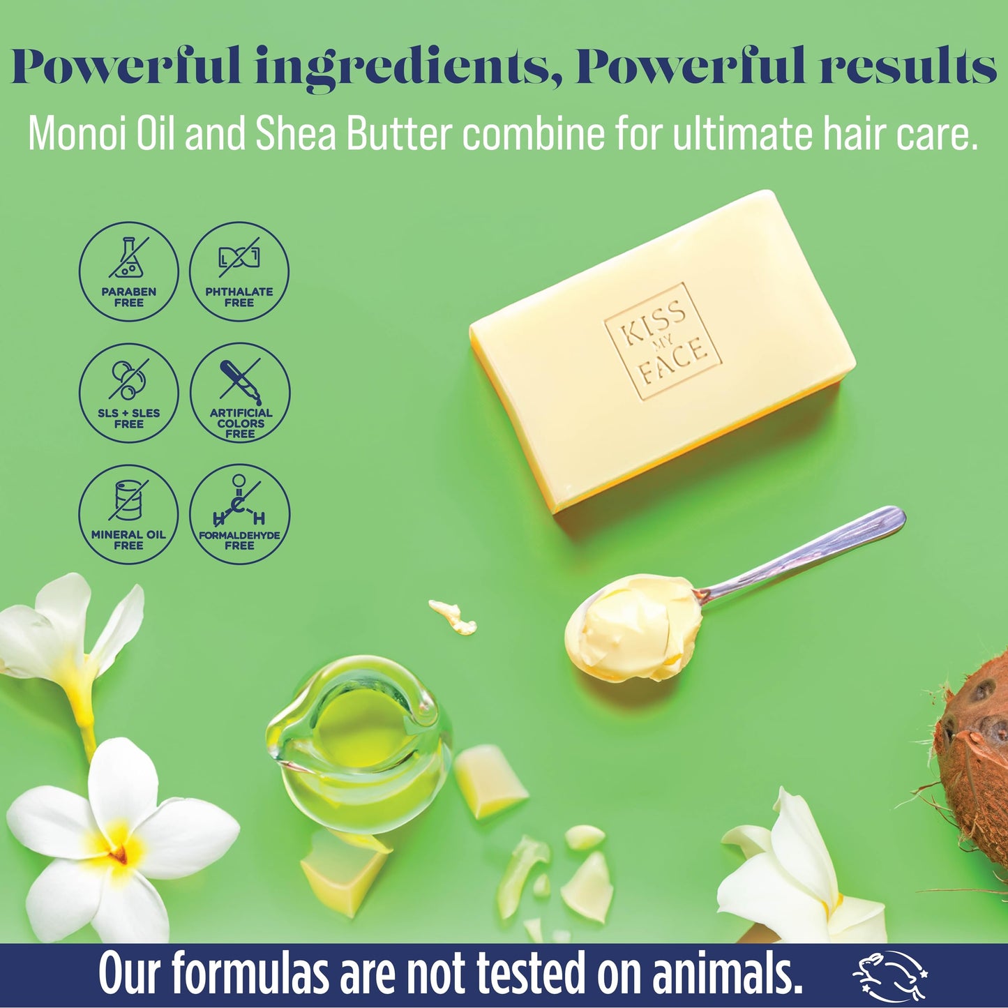 Kiss My Face Strengthen 2-in-1 Shampoo and Conditioner Bar, With Monoi Oil and Shea Butter, Fortifies and Hydrates, For Dry and Damaged Hair, Cruelty Beauty & Personal Care Kiss My Face