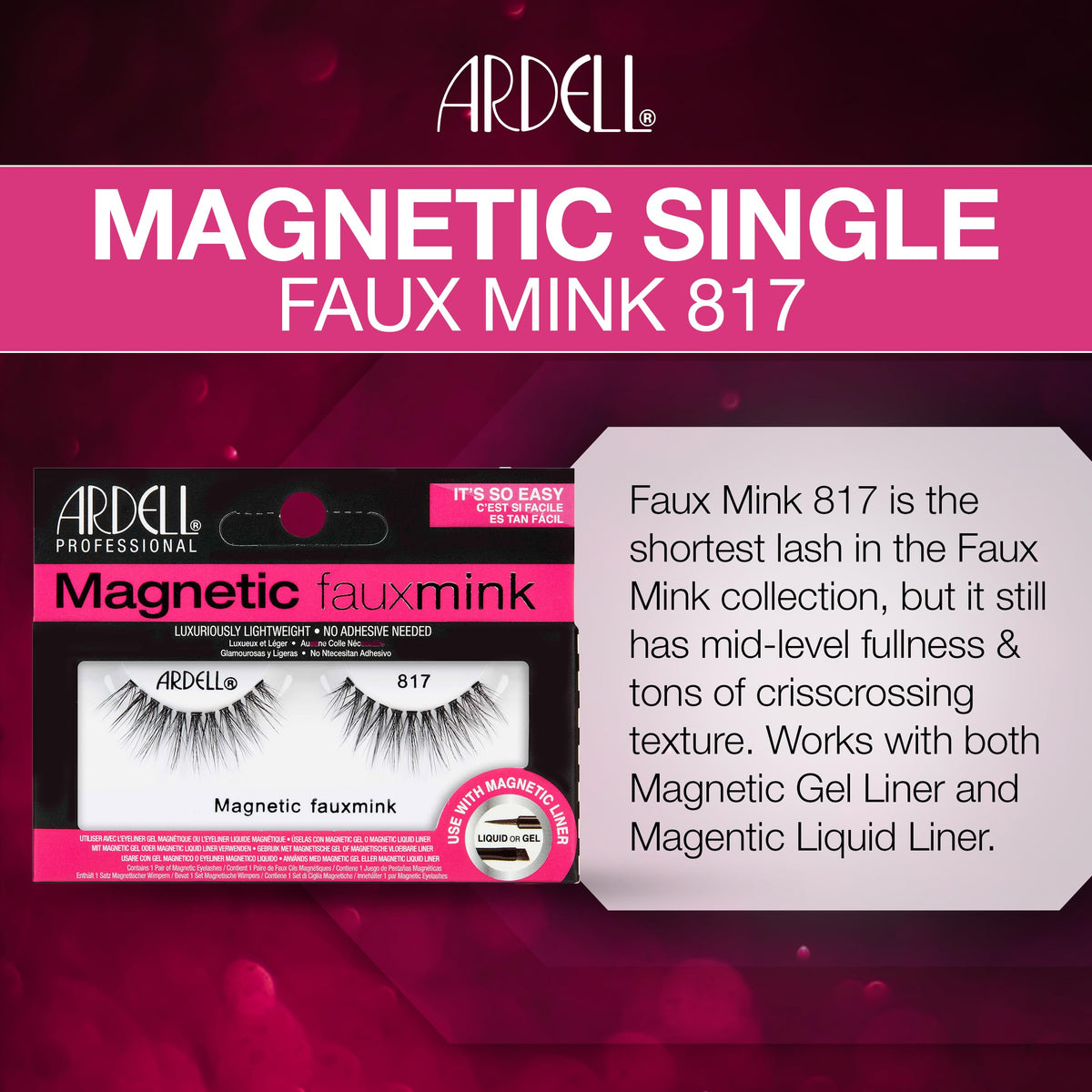 Ardell Magnetic Eyelashes Faux Mink False Eyelashes 817 - No Glue Needed Lashes Magnetic Lashes with Natural Look Wispy Volume, 1 Pack Beauty & Personal Care Ardell