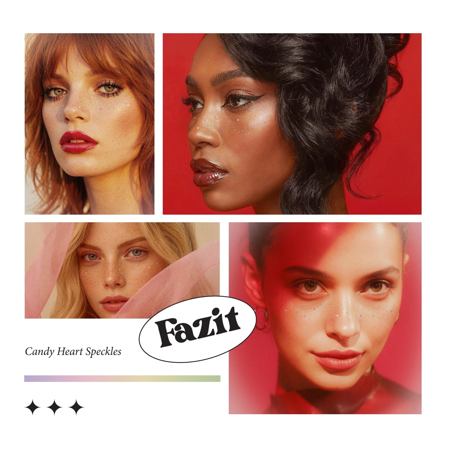 Fazit Makeup Patches - Candy Heart Speckles - Glow Up Make-Up Patches - Cute Glitter Makeup Accessories for Women - Cosmetic Glitter for Face Beauty & Personal Care Fazit
