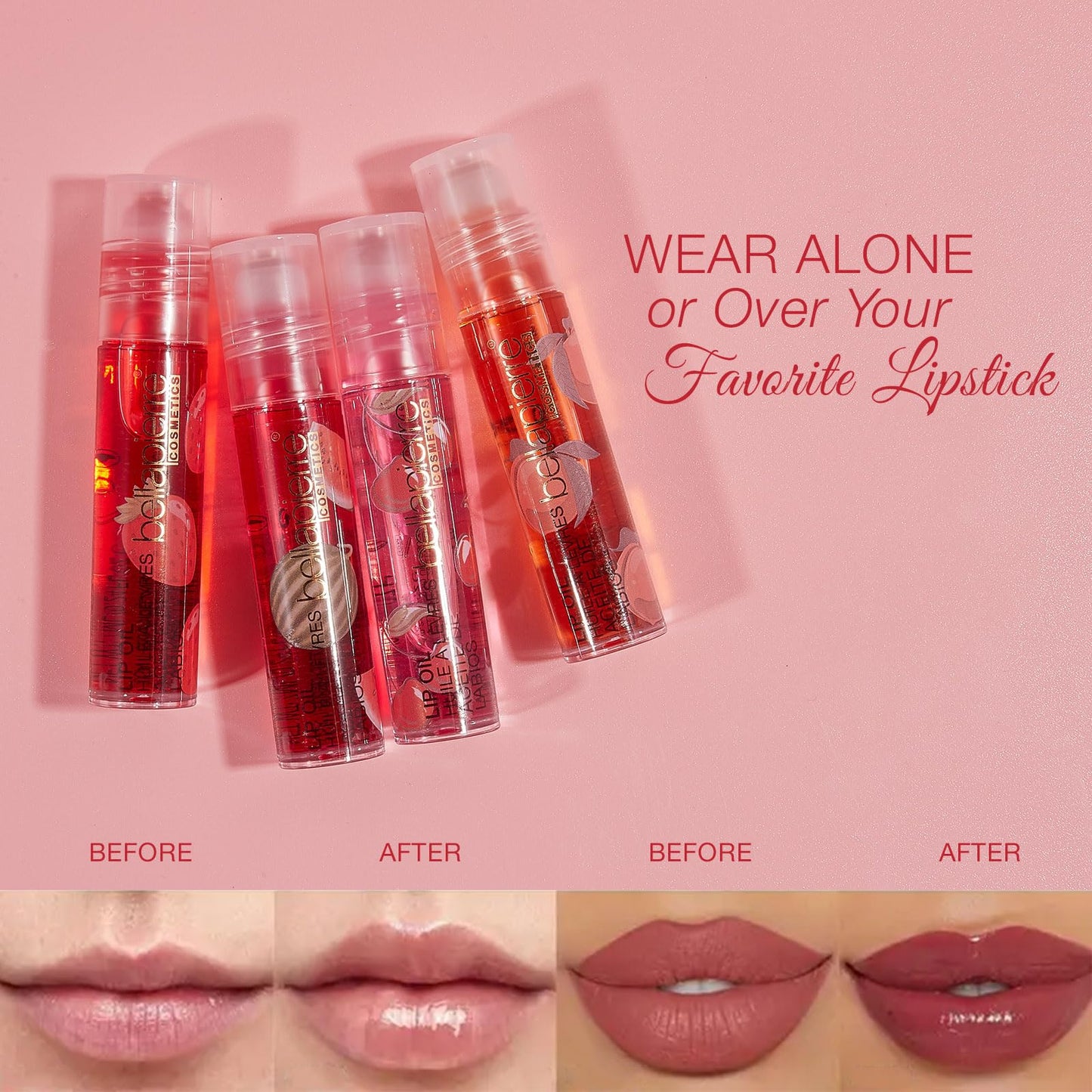 bellapierre Cosmetics 4-Piece Natural Lip Oil Kit | Moisturizing Lip Gloss Set | Fruit Flavored Lip Oil Collection with Rollerball Applicator Beauty & Personal Care bellapierre