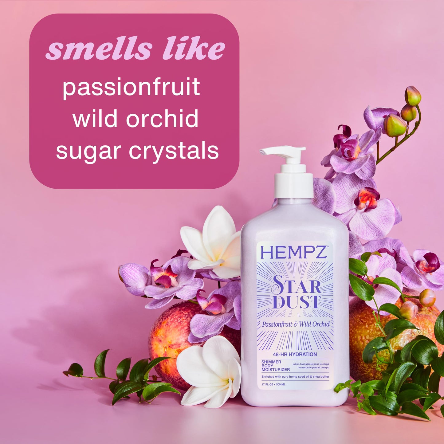 Hempz NEW Star Dust Body Lotion, Iridescent Glow Shimmer, Passionfruit and Wild Orchid, Hydrating and Nourishing Moisturizer, 17 oz. Beauty & Personal Care Hempz