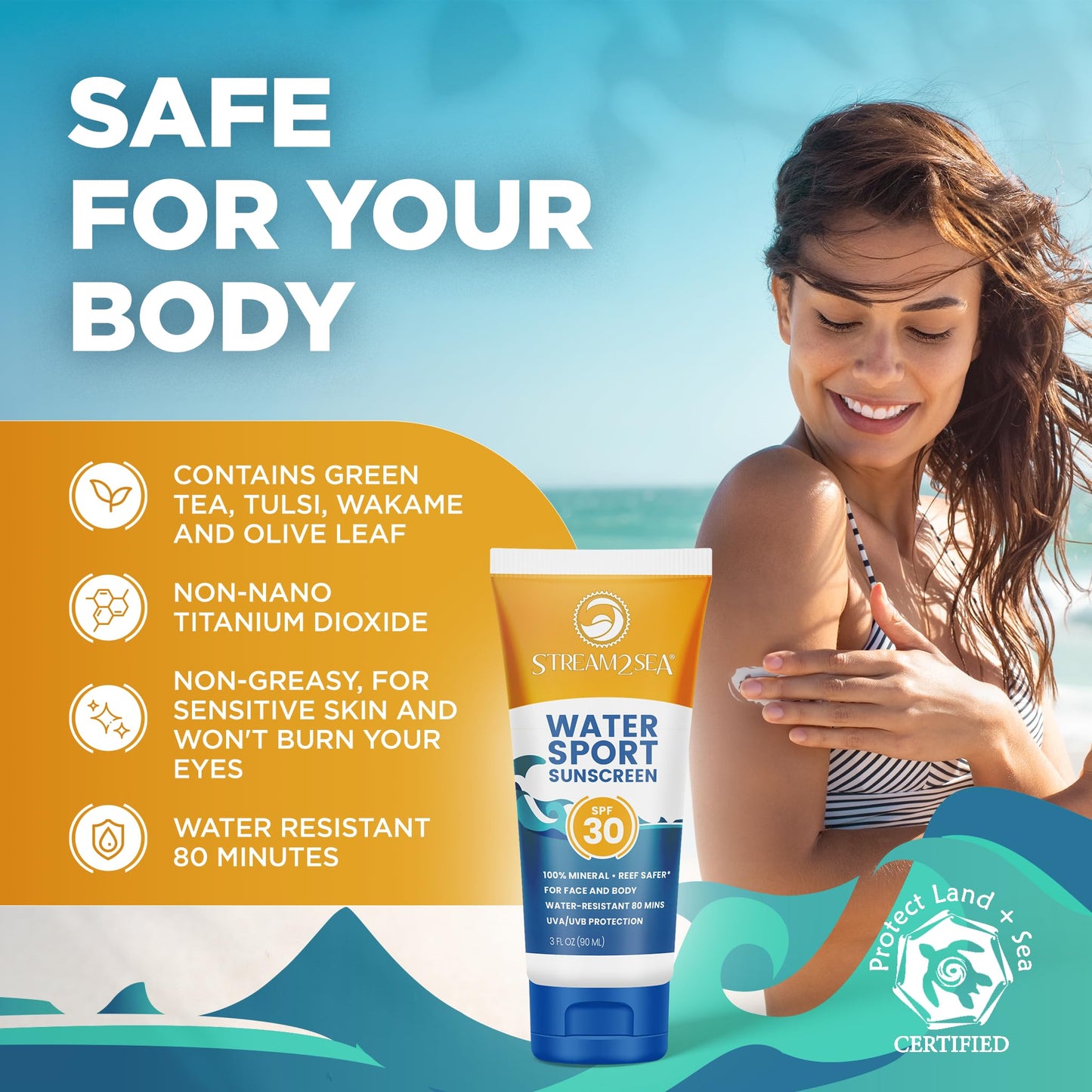 STREAM 2 SEA 6 Pack Natural Travel Sized Toiletries, 1oz Paraben Free Sample Size Shampoo, Conditioner, Lotion, Mineral Sunscreen SPF 20 and SPF 30 Beauty & Personal Care STREAM 2 SEA