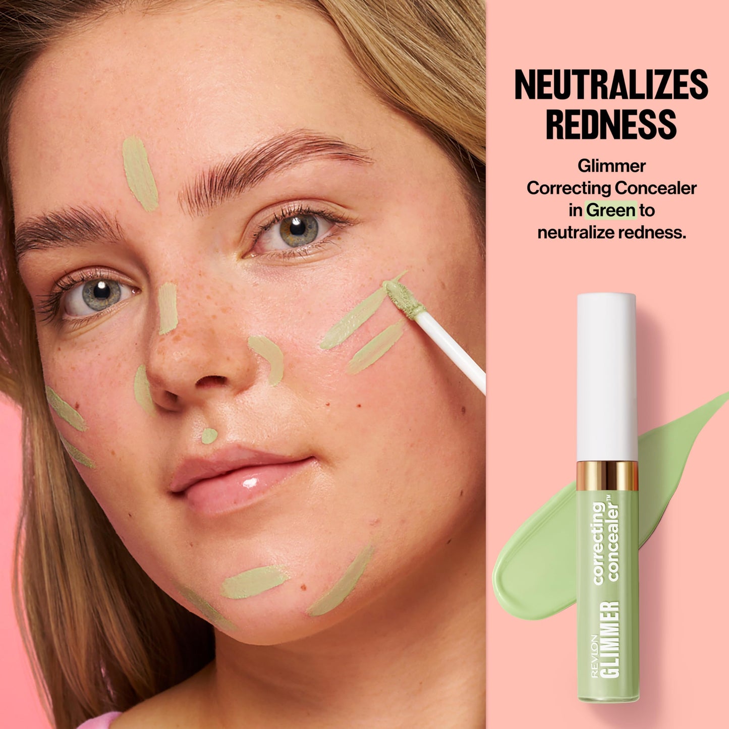 Revlon Glimmer Correcting Concealer, Liquid Under Eye Makeup, Made with Caffeine, Vitamin C, & Stevioside, 100 Green, 0.3 fl oz Beauty & Personal Care REVLON