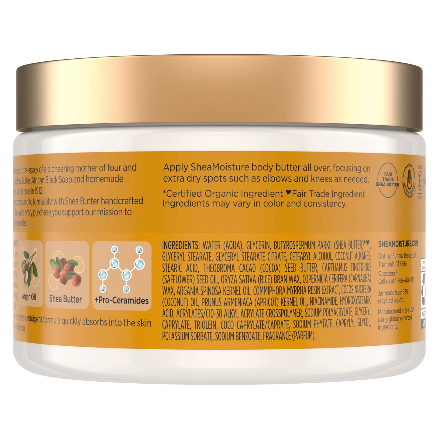 SheaMoisture Deeply Moisturizing Body Butter with Raw Shea Butter, Argan Oil and Pro-Ceramides, Rich Hydration & Healing of Dry Skin, 48H Moisturizing Beauty & Personal Care Shea Moisture