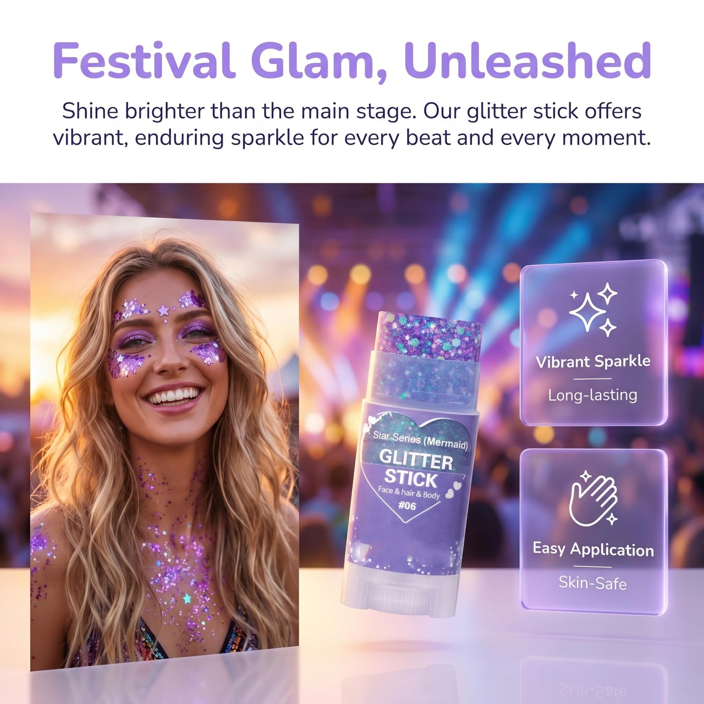 4th of July Glitter Stick, Upgrade Red, White & Blue Body & Hair Sparkle Face Body Glitter for Independence Day Party, Festival & Fun Holiday Look Beauty & Personal Care IKPOPIM