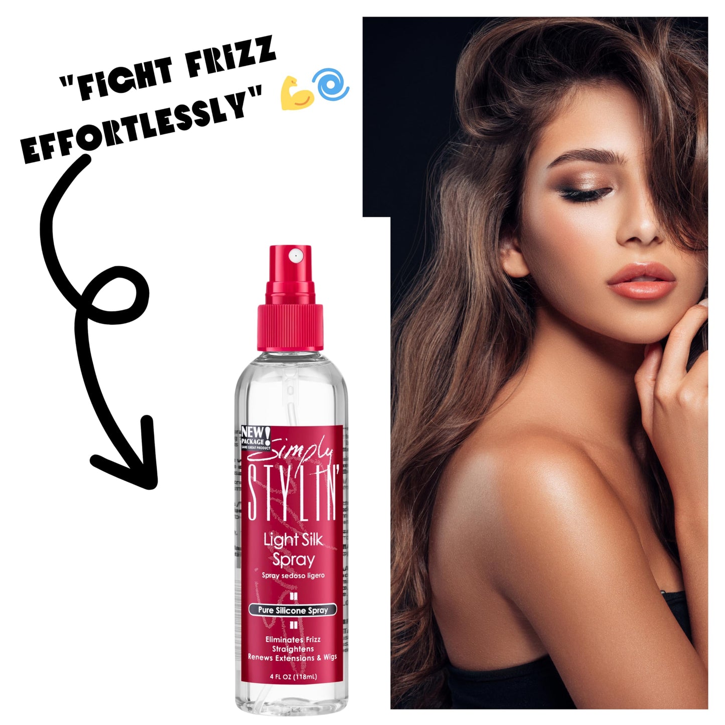 Simply Stylin' Light Silk Hair Spray - Anti-Frizz Silicone Heat Protectant - Hair Detangler for Women and Synthetic Wigs - 4 fl oz Beauty & Personal Care Simply Stylin'