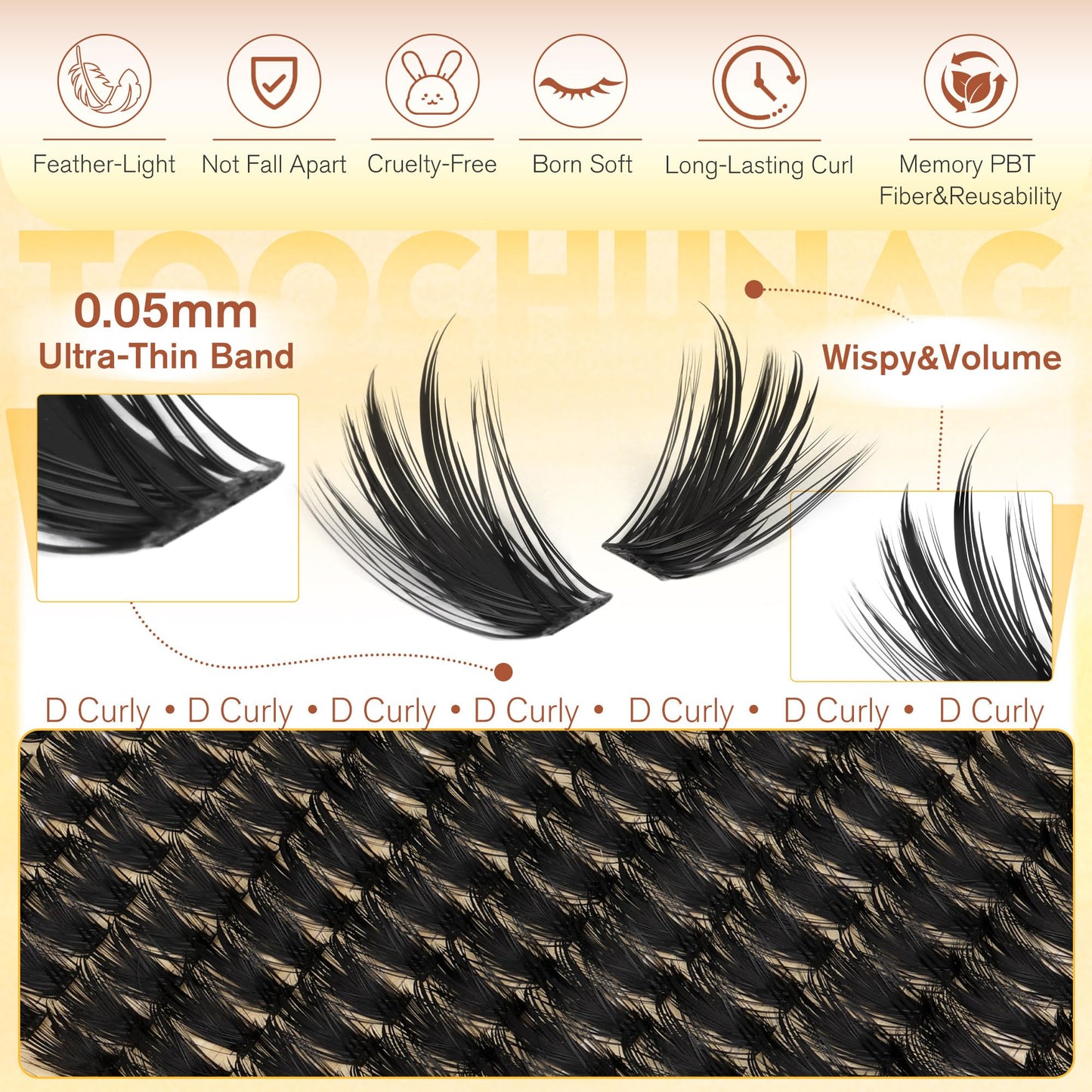 Thick Eyelash Clusters Spiky Lashes Clusters 12-20mm Volume Eyelashes Extensions with Bottom Lash Clusters D Curly Fairy Mink Cluster Lashes Beauty and Personal Care TOOCHUNAG