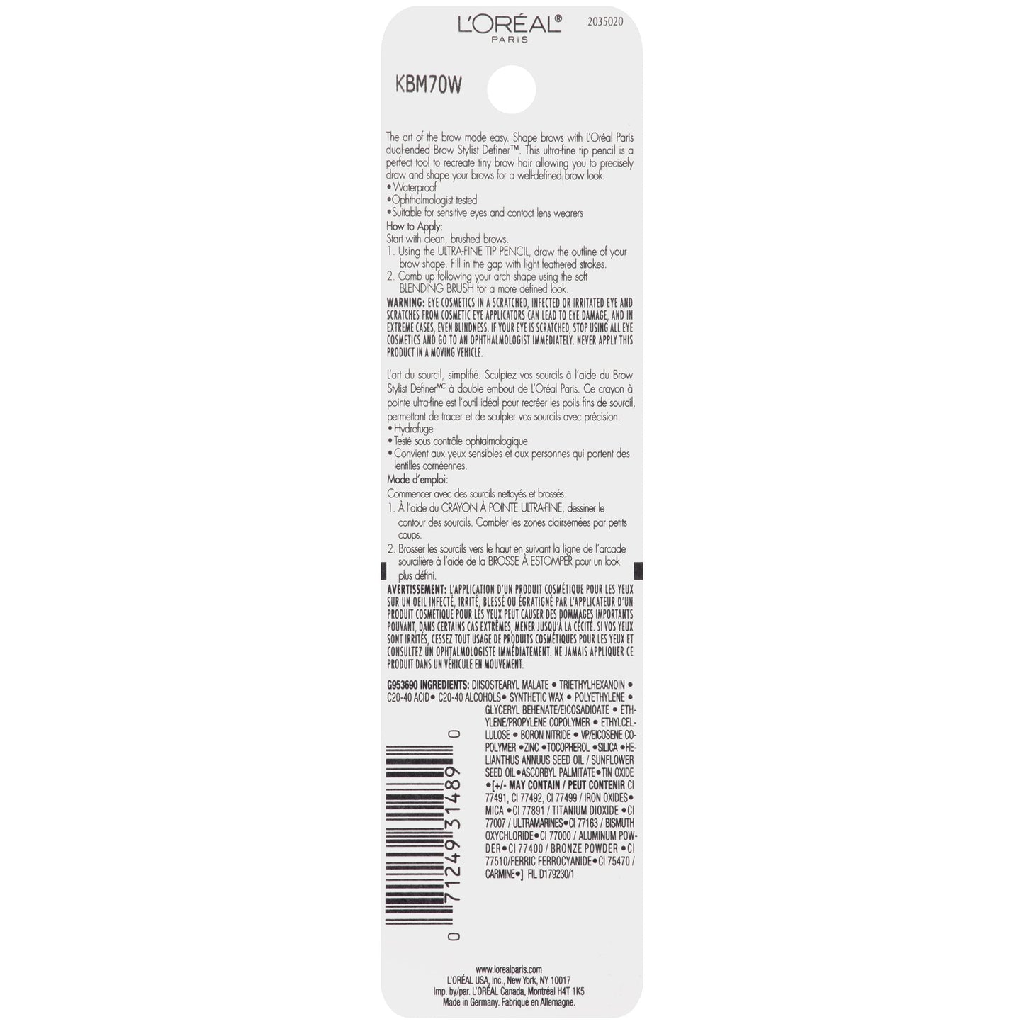 L'Oreal Paris Makeup Brow Stylist Definer Waterproof Eyebrow Pencil, Ultra-Fine Mechanical & Retractable Brow Pencil, Draws Tiny Brow Hairs & Fills Beauty & Personal Care L'Oreal Paris