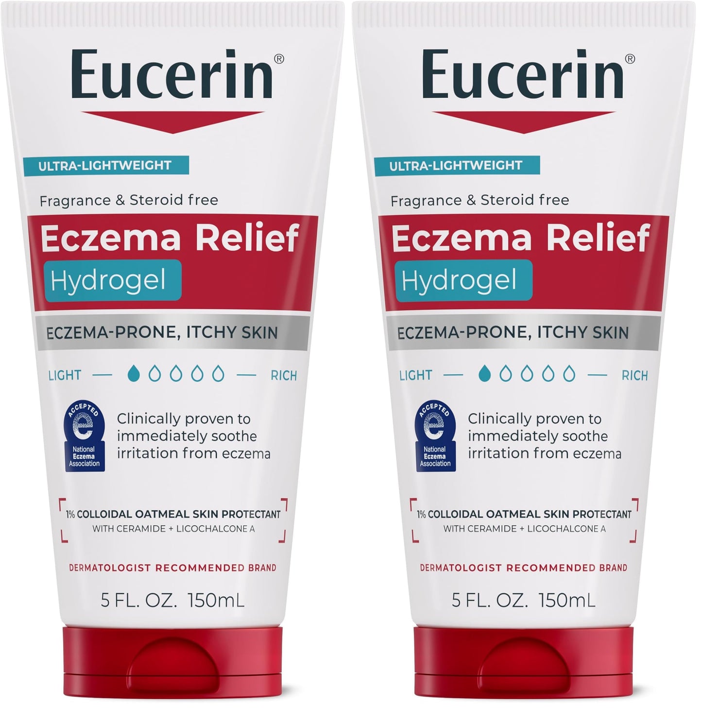 Eucerin Eczema Relief Hydrogel for Dry,Itchy,Eczema-Prone Skin,Fragrance Free and Steroid Free Body Moisturizer for Dry Skin,5 Fl Oz Tube,(Pack of 2) Beauty and Personal Care Eucerin Default Title