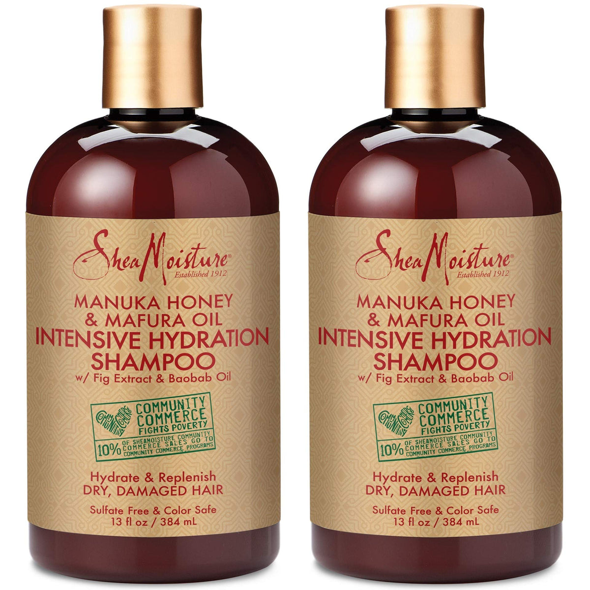 Shea Moisture Manuka Honey & Mafura Oil Intensive Hydration Shampoo 13 Fl Oz (Pack of 2)