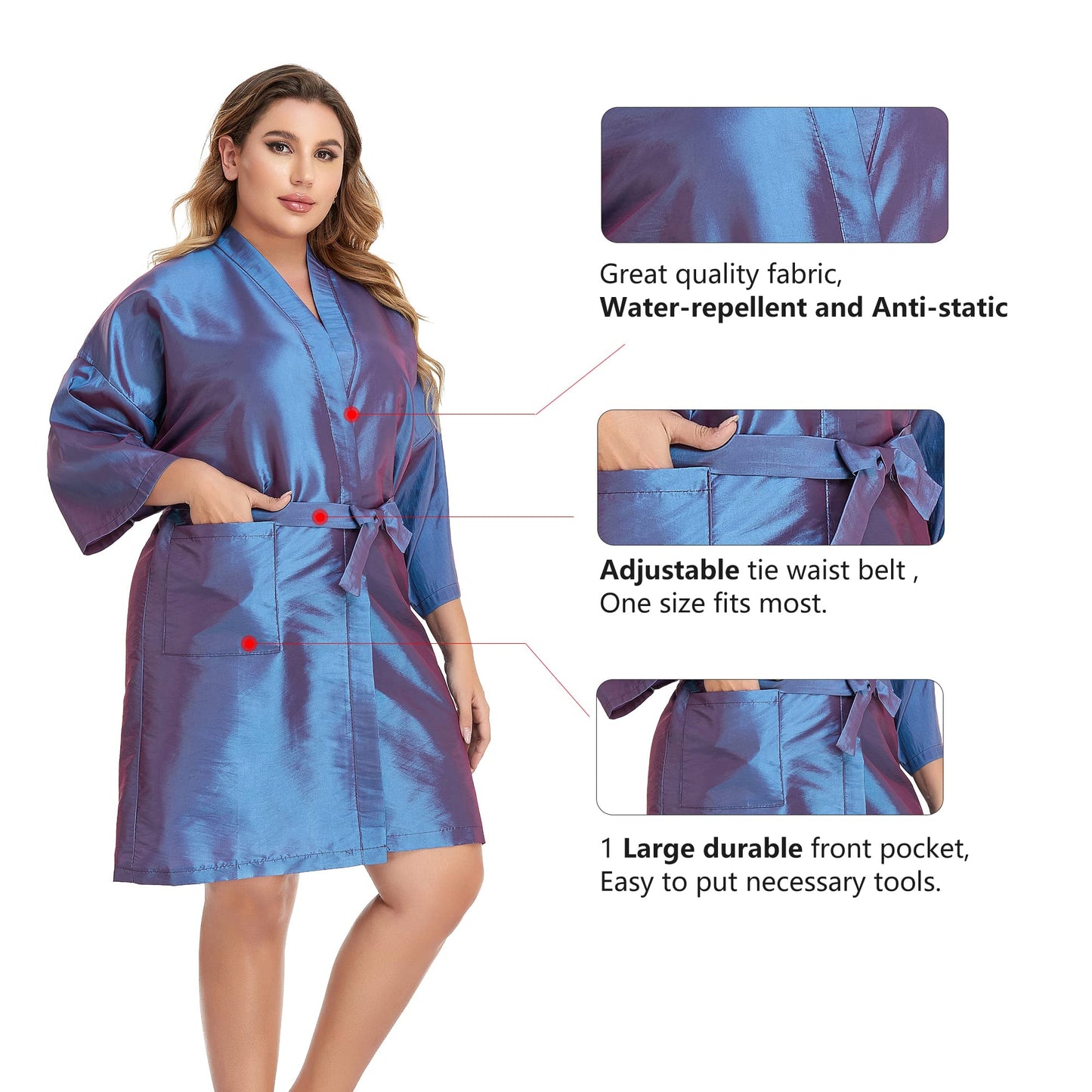 PERFEHAIR Salon Client Gown Robes Cape, Hair Salon Smock for Clients- Kimono Style (Purple) Beauty & Personal Care PERFEHAIR