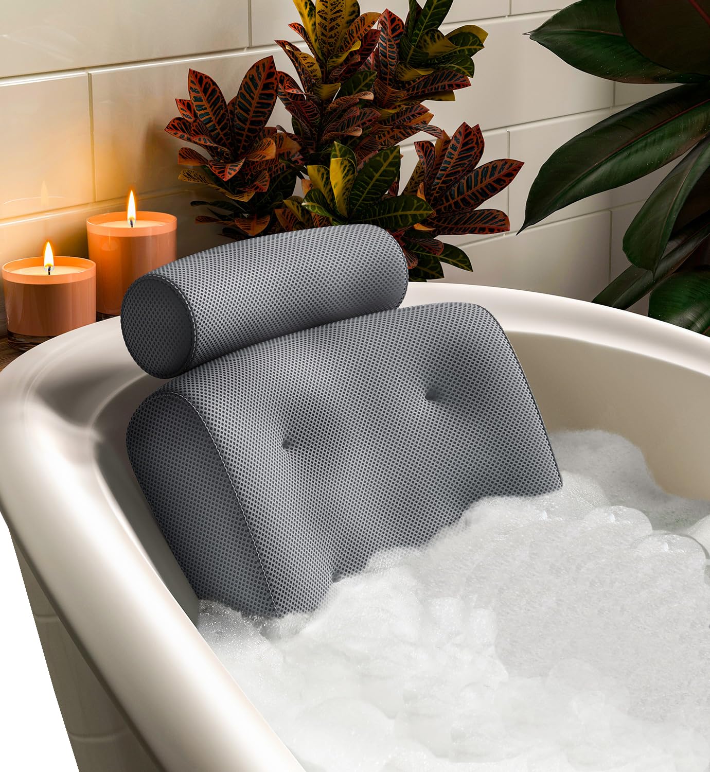 Everlasting Comfort Luxury Bath Pillows for Tub with Head and Neck Support - Non-Slip Bathtub Pillow with Suction Cups, Quick-Drying Mesh & Drying Beauty and Personal Care Everlasting Comfort