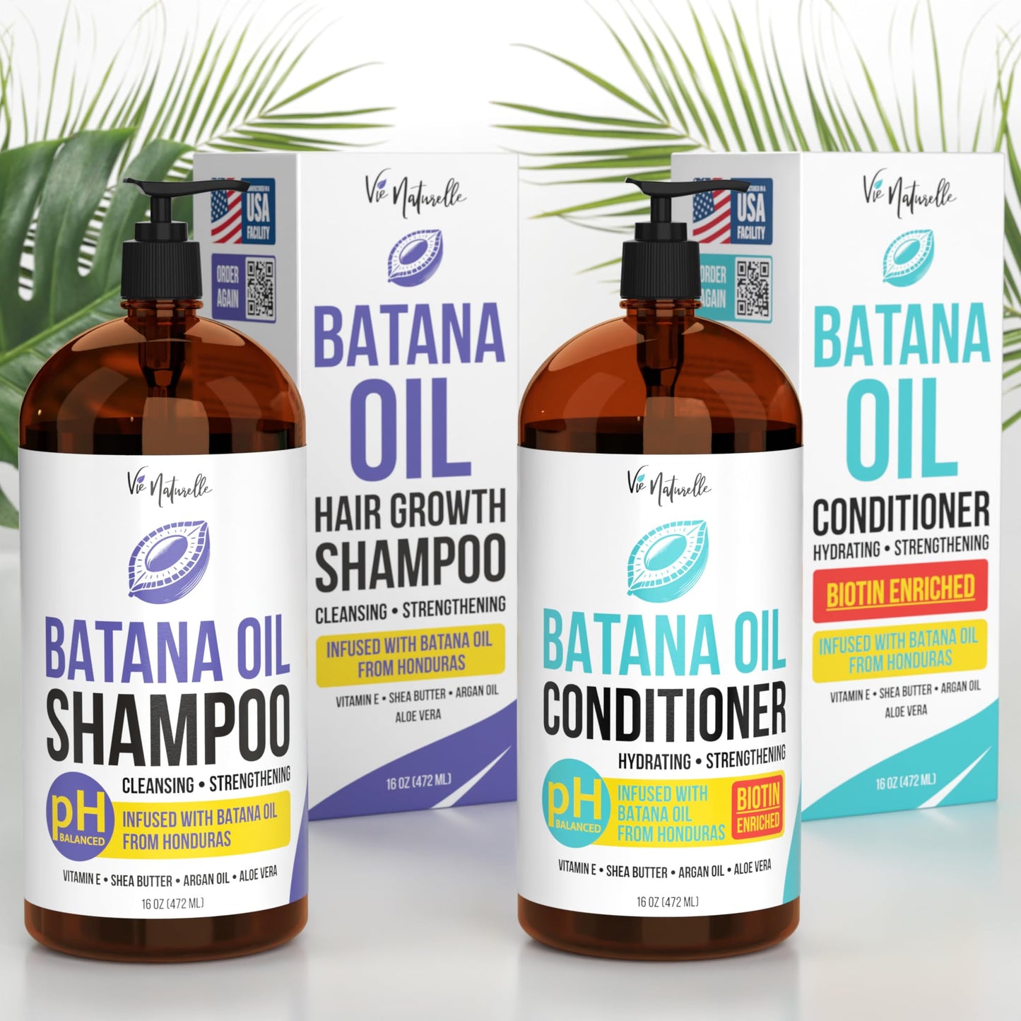 Vie Naturelle Hair Growth Shampoo and Conditioner Set - Batana Oil for Thinning Hair Men Women - 16 oz Each Beauty & Personal Care Vie Naturelle