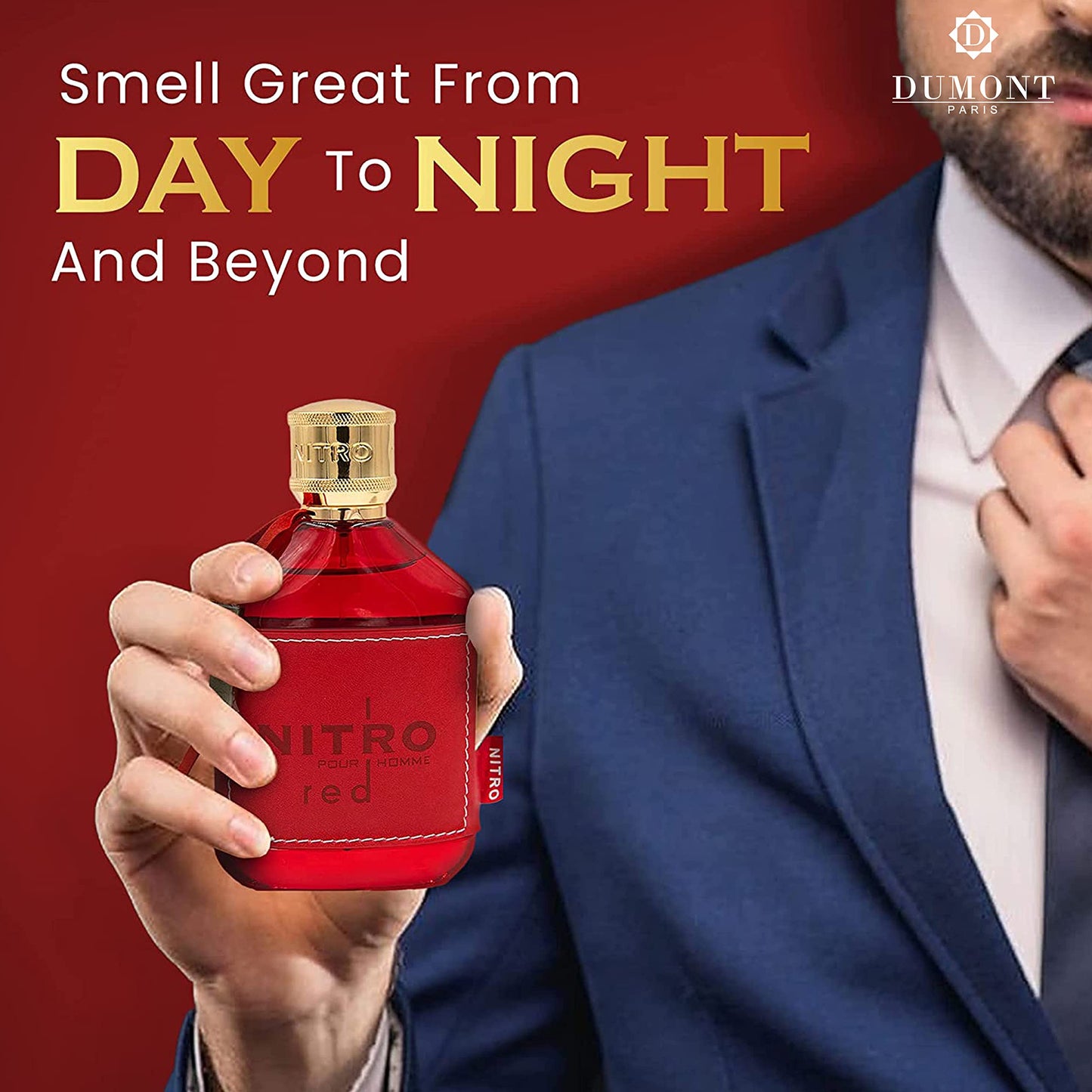 Dumont Nitro Red 3.4 Fl Oz Eau De Parfum for Men - Rich Fruity Woody Floral Fragrance - Luxurious Long Lasting Scent Beauty and Personal Care Dumont