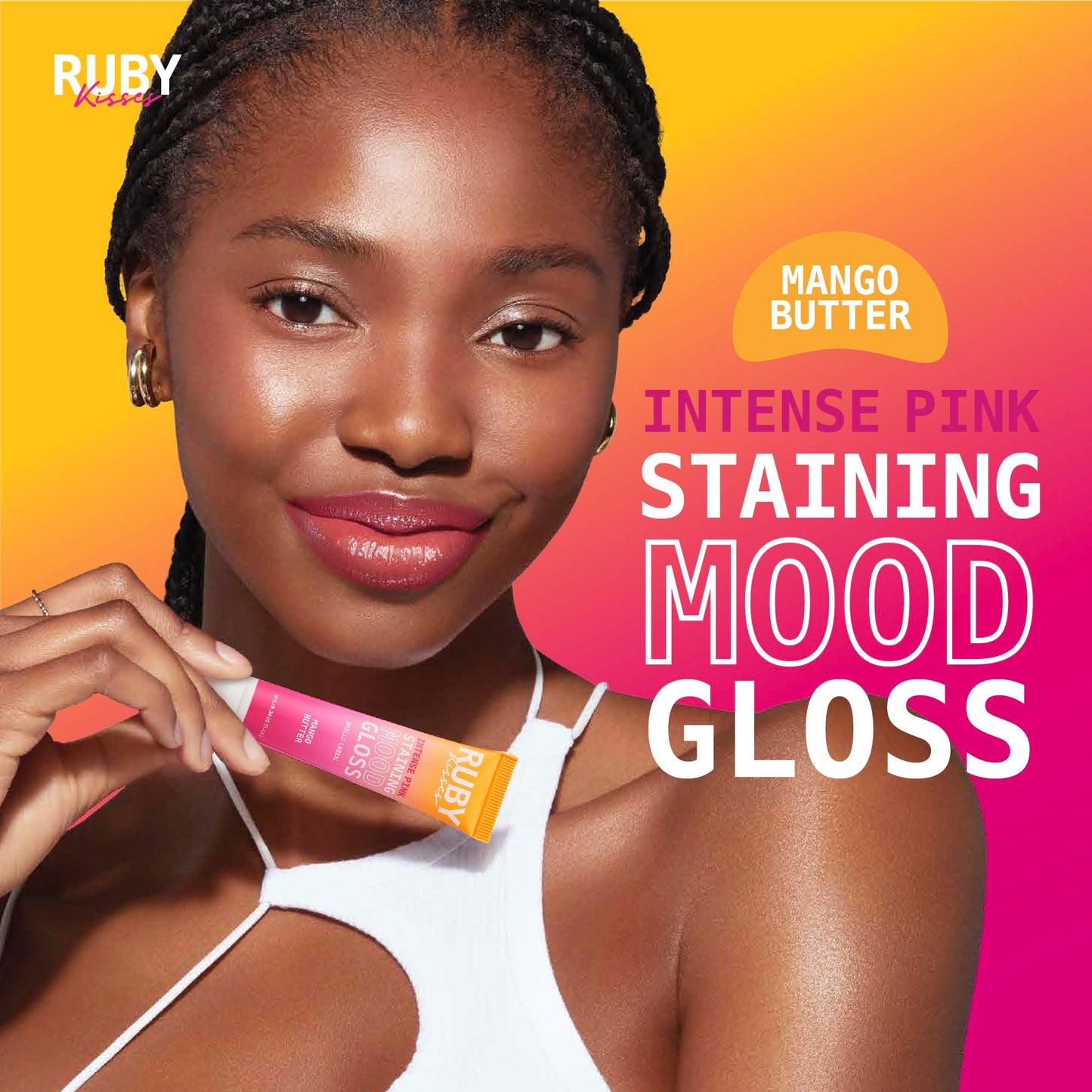 Ruby Kisses pH Lip Gloss, Intense Pink Tinted Lip Balm Stain, Mood Color Changing Lipstick with Mango Butter for Long-Lasting Hydration, Lightweight Beauty & Personal Care Ruby Kisses
