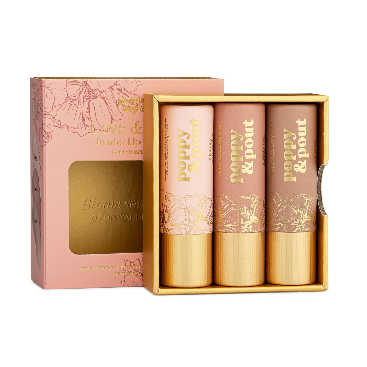 Poppy & Pout All Natural Lip Tints, Sustainable Cardboard Tubes, Hand-filled, Beeswax, Vitamin E, Coconut Oil, Cruelty Free (Love & Light Shades Trio) Beauty and Personal Care Poppy & Pout