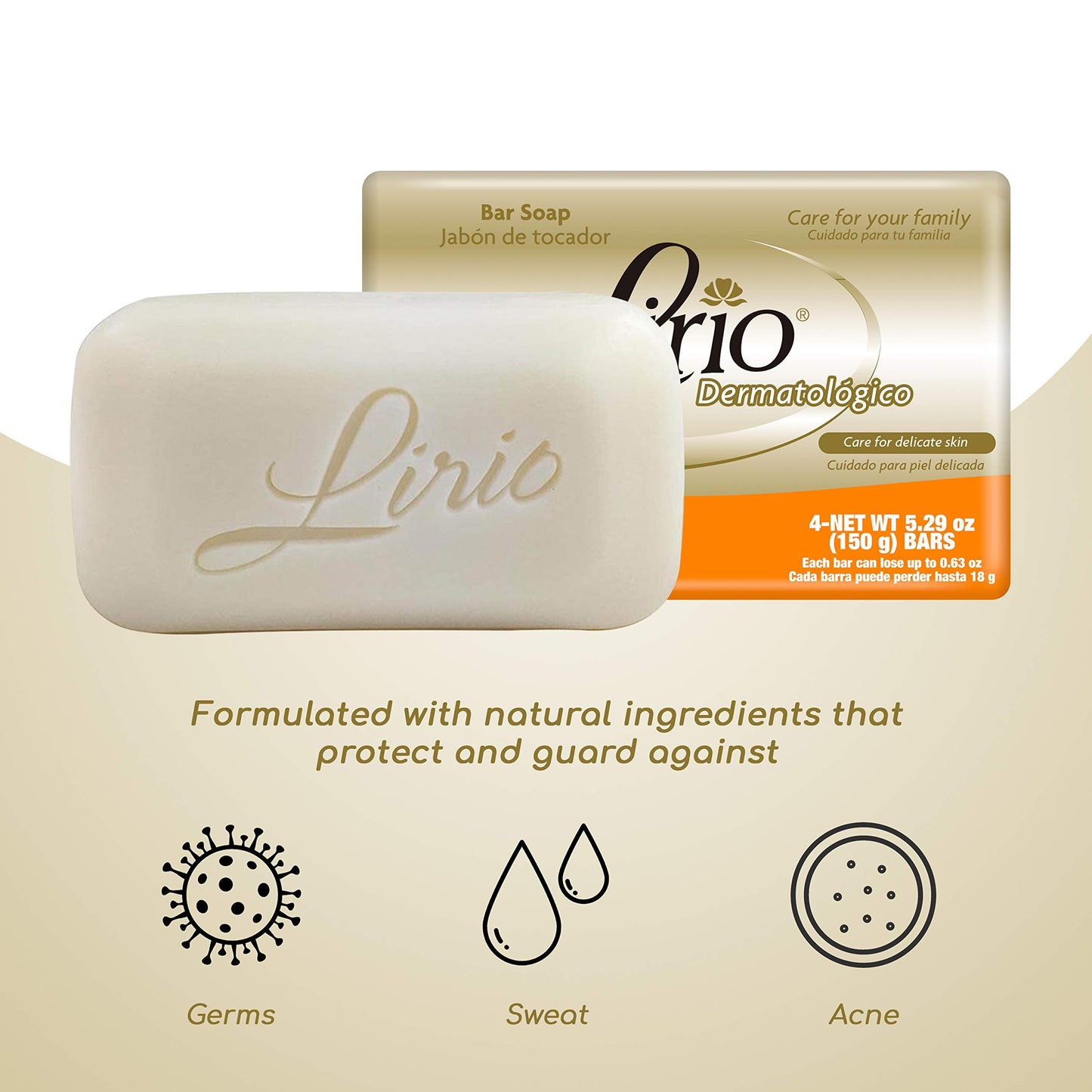 Lirio Derma Bar Soap, Dermatologico Body Soap, 5.3 Ounce, Pack of 4 Beauty & Personal Care Lirio