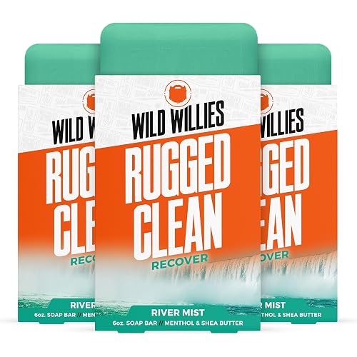 Wild Willies Mens Natural Bar Soap - Moisturizing Body Wash Bar with Menthol and Shea Butter - River Mist Scent - 6 oz, 3 Pack Beauty & Personal Care Wild Willies
