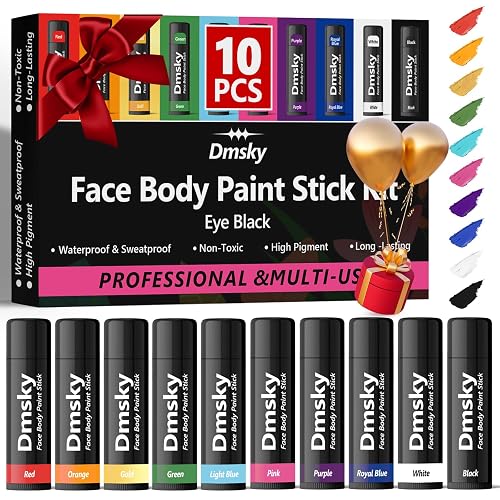 Dmsky 10 Packs Eye Black Sports Stick for Football, Baseball, Softball-Anti-Glare Face Body Paint Stick Kit,Water-Proof Eye Sports Paint Sticks,10 Beauty & Personal Care Dmsky
