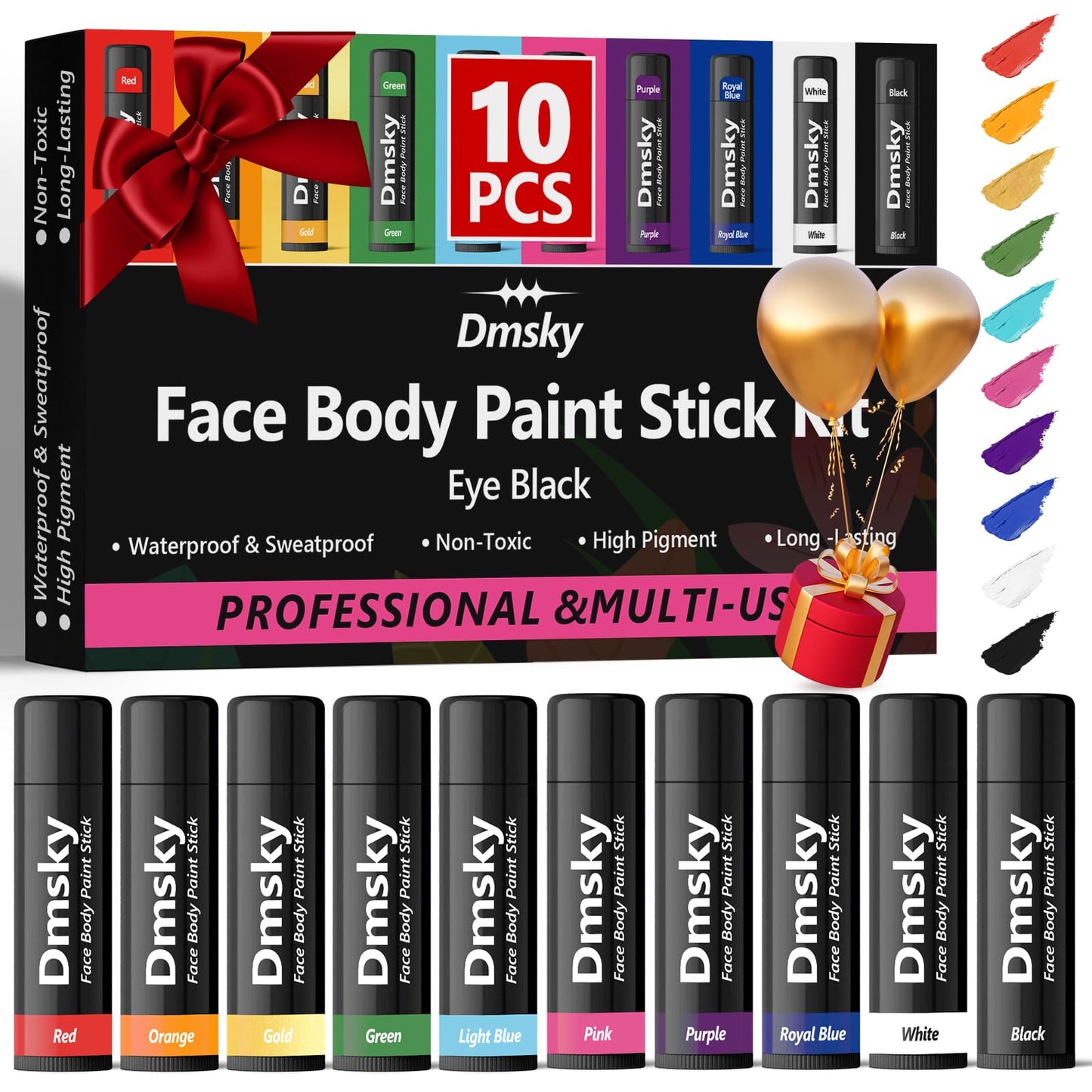 Dmsky 10 Packs Eye Black Sports Stick for Football, Baseball, Softball-Anti-Glare Face Body Paint Stick Kit,Water-Proof Eye Sports Paint Sticks,10 Beauty & Personal Care Dmsky