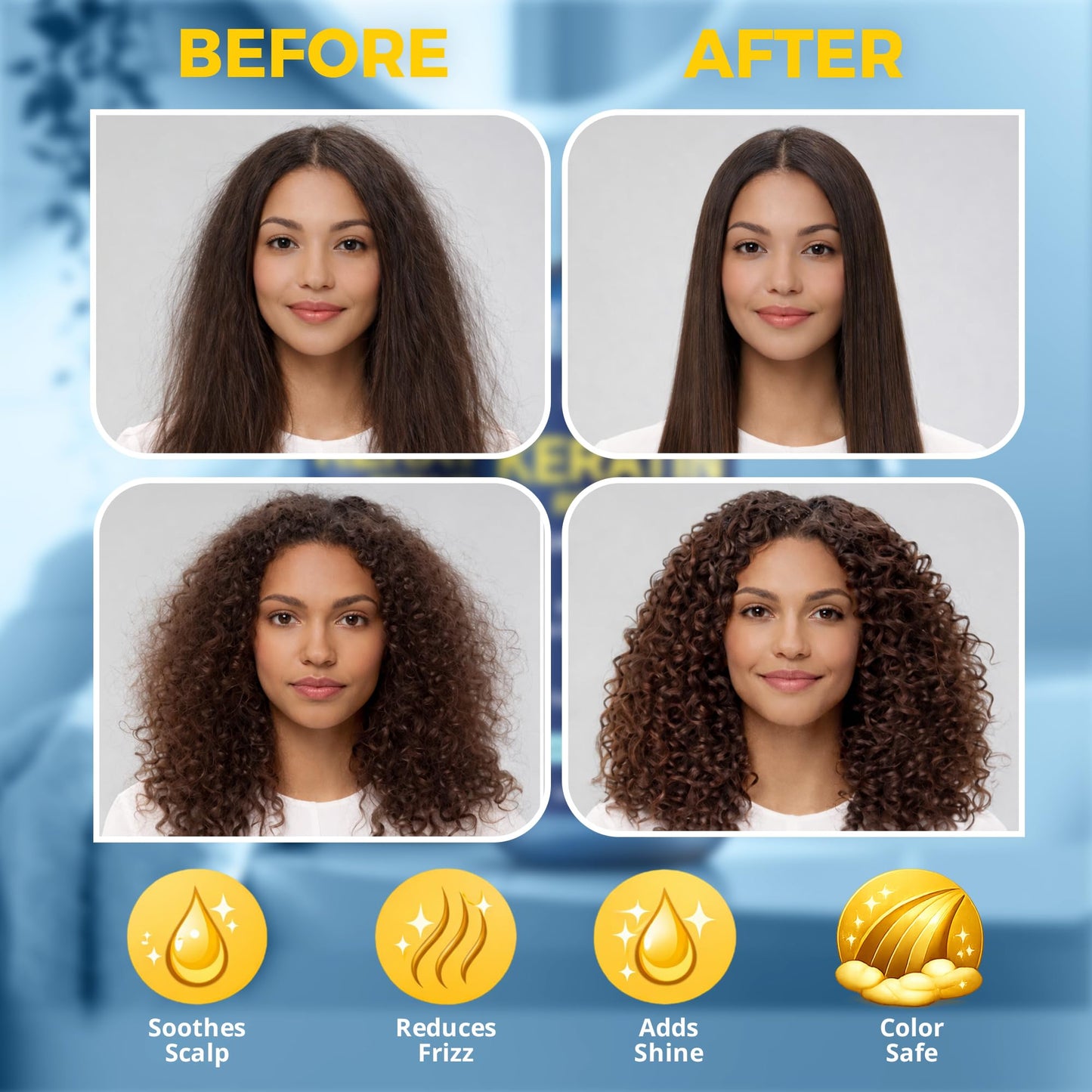 Keratin Shampoo and Conditioner Set 16 fl oz Each - Strengthening & Smoothing Care for Dry, Damaged, Frizzy or Keratin-Treated Hair - Color Protecting Beauty & Personal Care Nexon Botanics