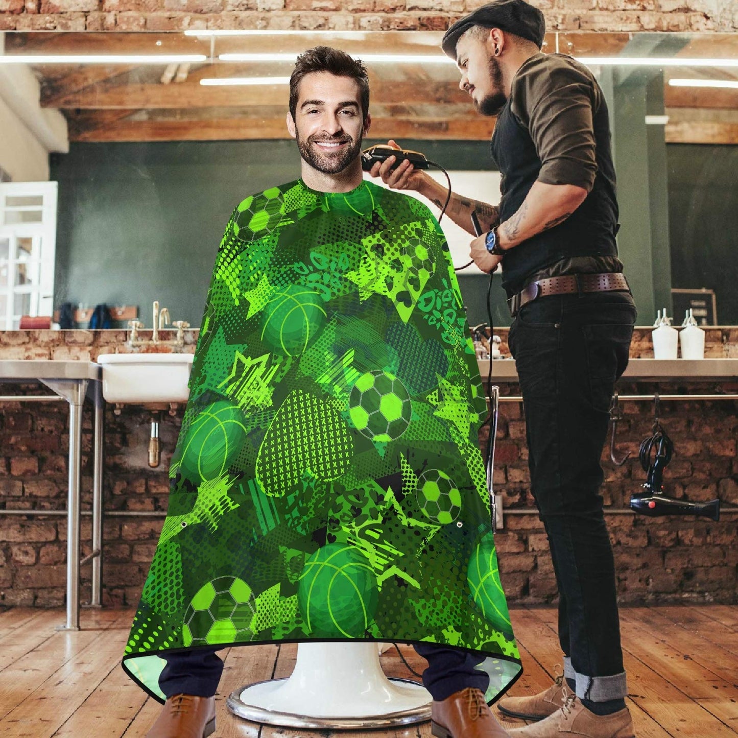 visesunny Abstract Basketball Football Sport Pattern Barber Cape Anti-Static Hair Cutting Cape with Snap Closure Professional Salon Polyester Beard Beauty and Personal Care visesunny