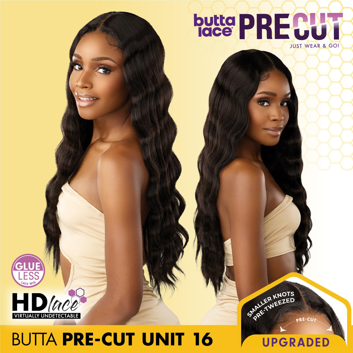 Sensationnel Butta Lace Precut Wig-Unit 16, 1B OFFBLACK