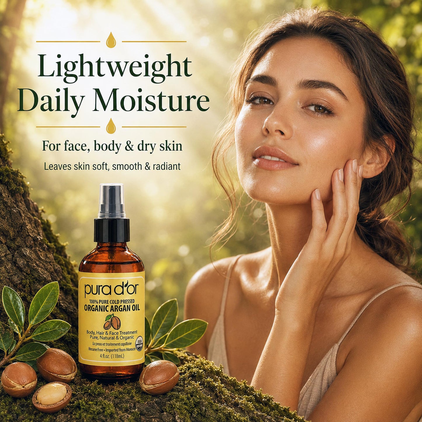 PURA D'OR USDA Organic Moroccan Argan Oil-100% Pure Cold-Pressed Virgin Grade-Treatment for Hair, Skin, Face, Body- Helps Dry Skin, Scalp Care, Split Beauty and Personal Care PURA D'OR