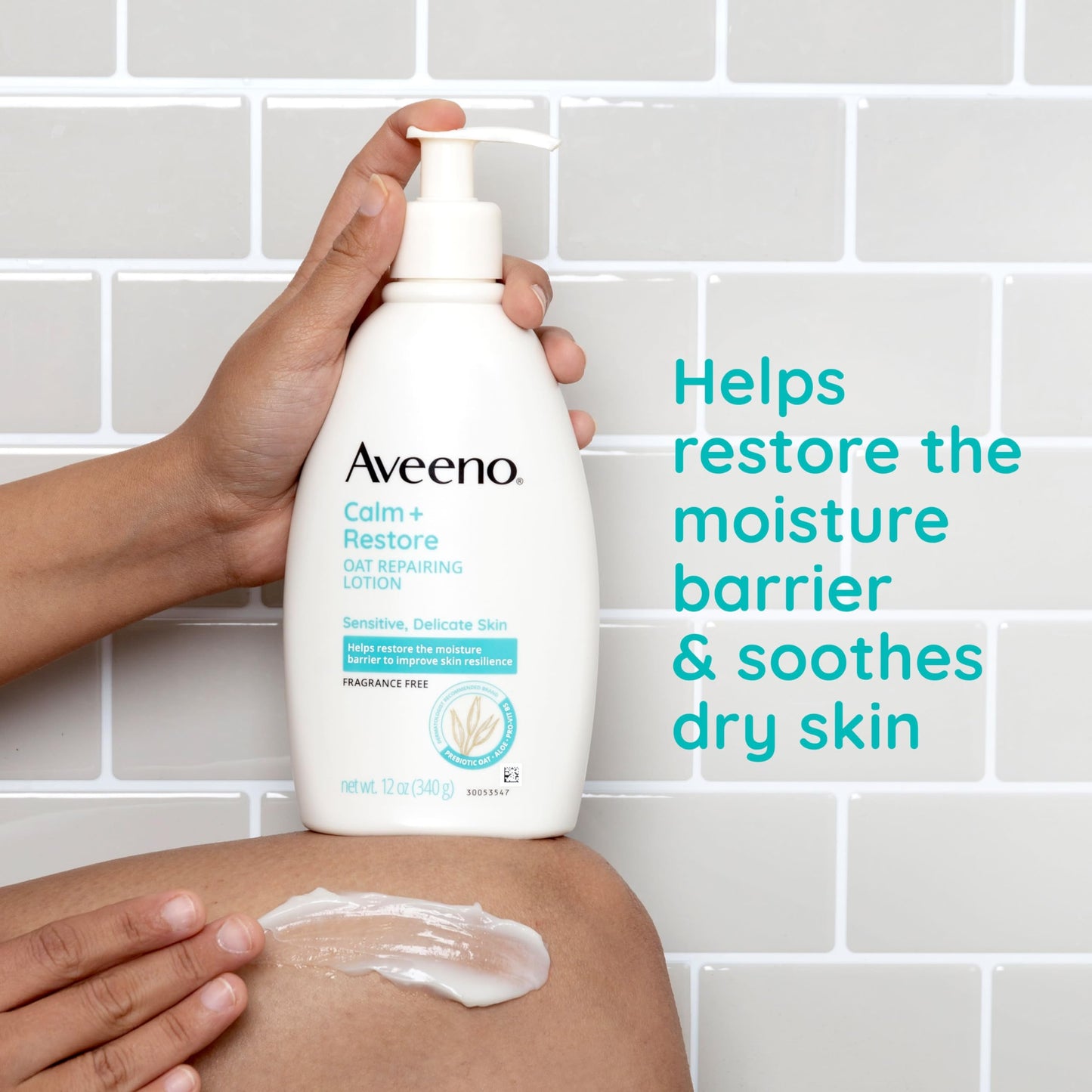 Aveeno Calm + Restore Oat Repairing Body Lotion for Sensitive Skin, Daily Moisturizer with Prebiotic Oat, Aloe & Pro-Vitamin B5, Fragrance Free Body Beauty & Personal Care Aveeno