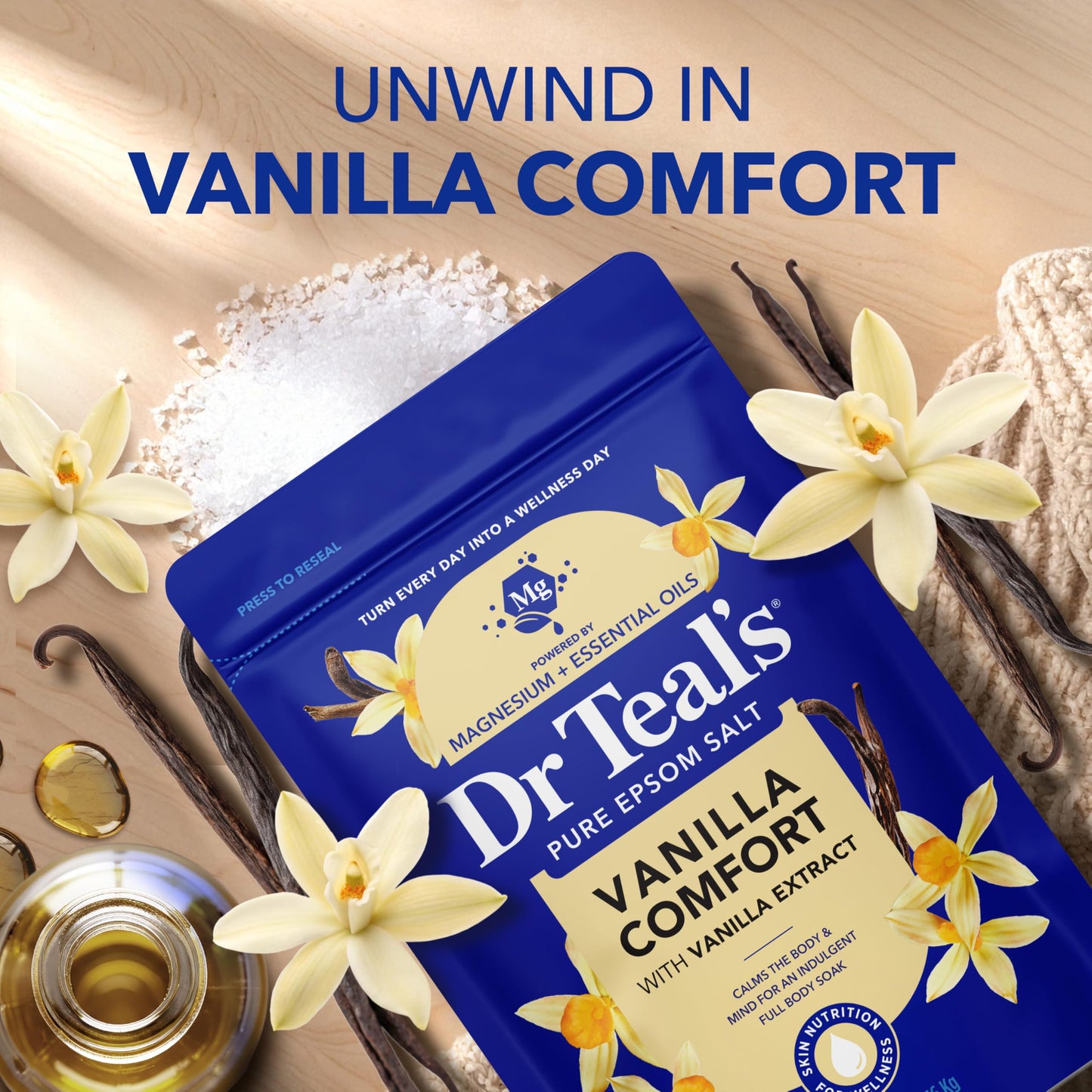 Dr Teal's Epsom Salt Magnesium Soak, Vanilla Comfort, 3 lbs (Pack of 4) Beauty and Personal Care Dr Teal's