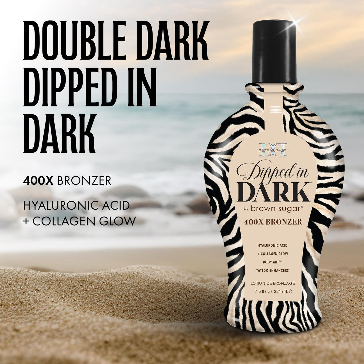 Brown Sugar Double Dark Dipped in Dark 400X Bronzer Lotion, 7.5 Fl Oz