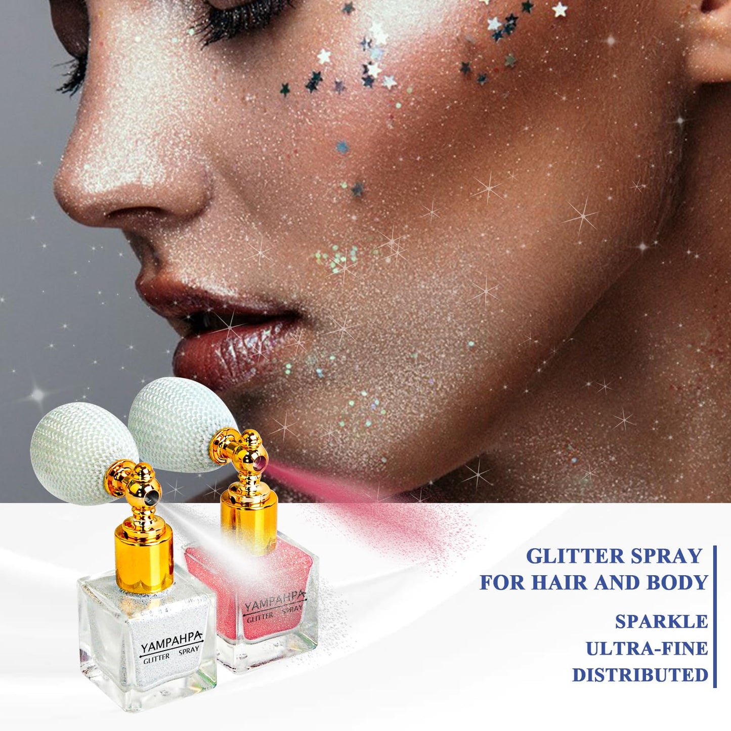 Body Glitter Spray, Pink Silver Glitter Spray for Hair and Body Beauty & Personal Care Yampahpa