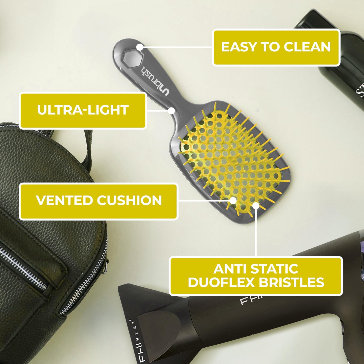 FHI Heat UNbrush Detangling Brush for Pain-Free Brushing on All Wet or Dry Hair Types - Durable DuoFlex Anti-Static Bristles, Lightweight Handle Beauty & Personal Care FHI Heat