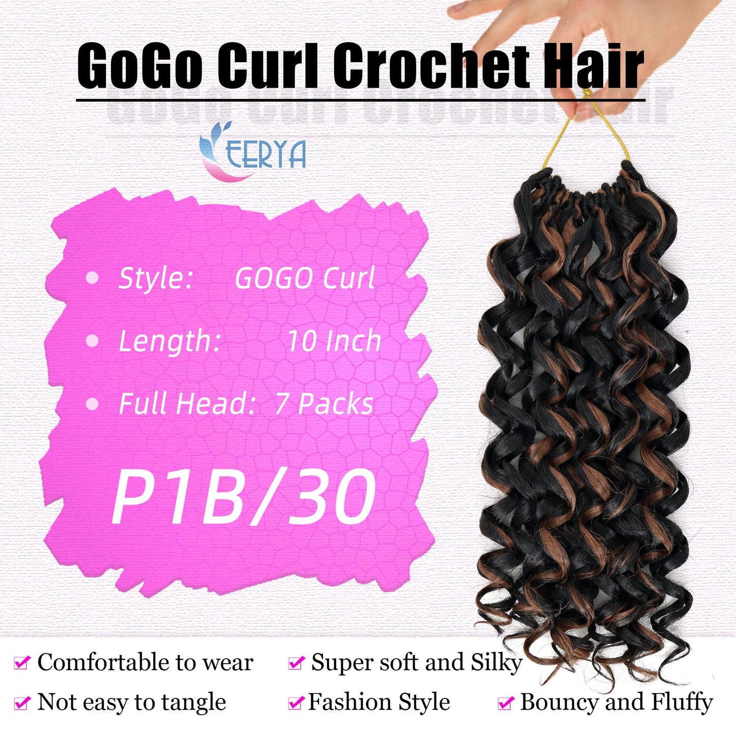 7 Packs GoGo Curl Crochet Hair 10 Inch Short Curly Crochet Hair for Women Water Wave Beach Curl Deep Twist Crochet Braids Synthetic Braiding Hair Beauty and Personal Care EERYA