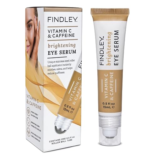 Findley Eye Serum with Vitamin C and Caffeine | Unique Stainless Steel Roller Ball Applicator | Under Eye Treatment for Puffiness & Dark Circles | Beauty & Personal Care Findley