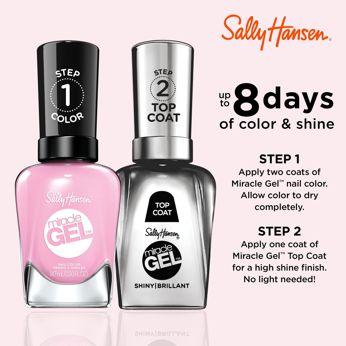 Sally Hansen Miracle Gel Salon Quality Nail Polish | Gel-Like Formula, Two-Step System, No UV Light Needed, Long Lasting | Opaque, Glossy | 239