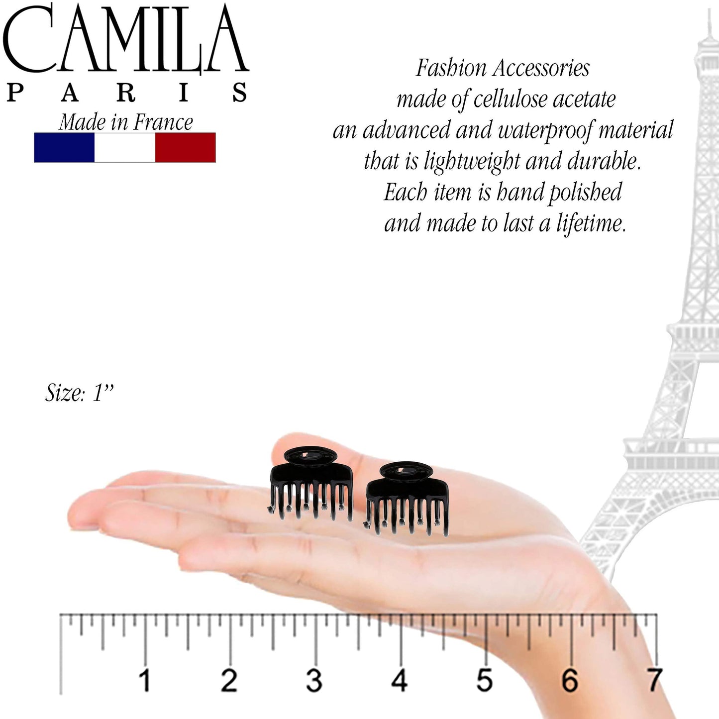 Camila Paris CP2/2 French Hair Clip for Women, Set of 2 Small 1 inch Girls Hair Claw Clips Jaw Fashion Durable and Styling Hair Accessories for Women Beauty & Personal Care Camila