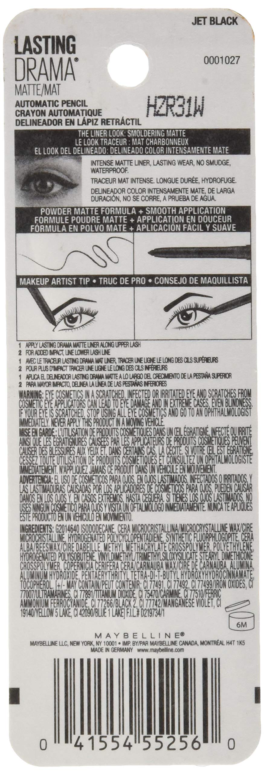 Maybelline, Lasting Drama Matte Eyeliner, Jet Black - 0.01 oz