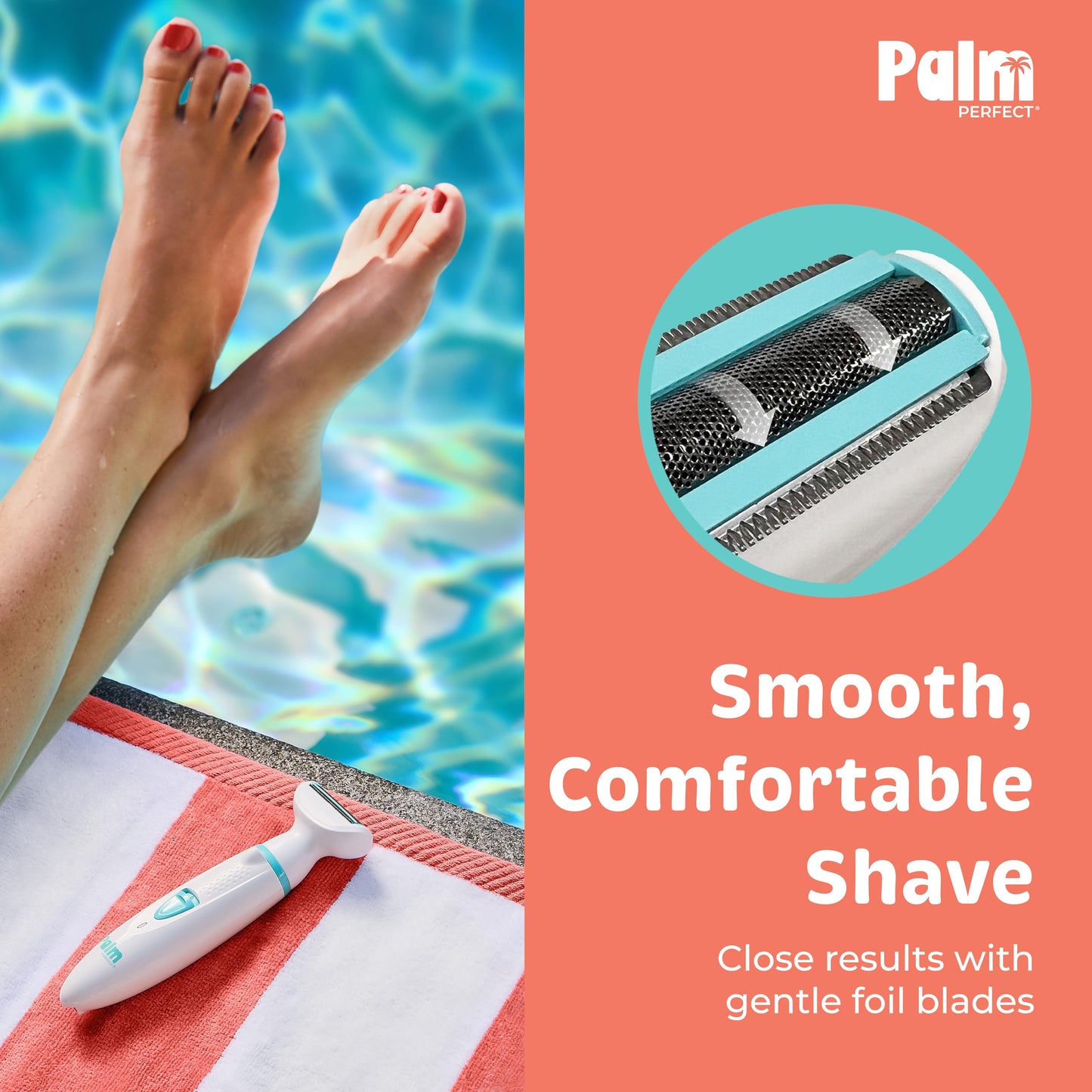 PalmPerfect Rechargeable Shaver for Women - Waterproof Electric Razor with Built-in LED Light - Includes Space-Saving Shower Wall Mount and USB Beauty and Personal Care palmperfect