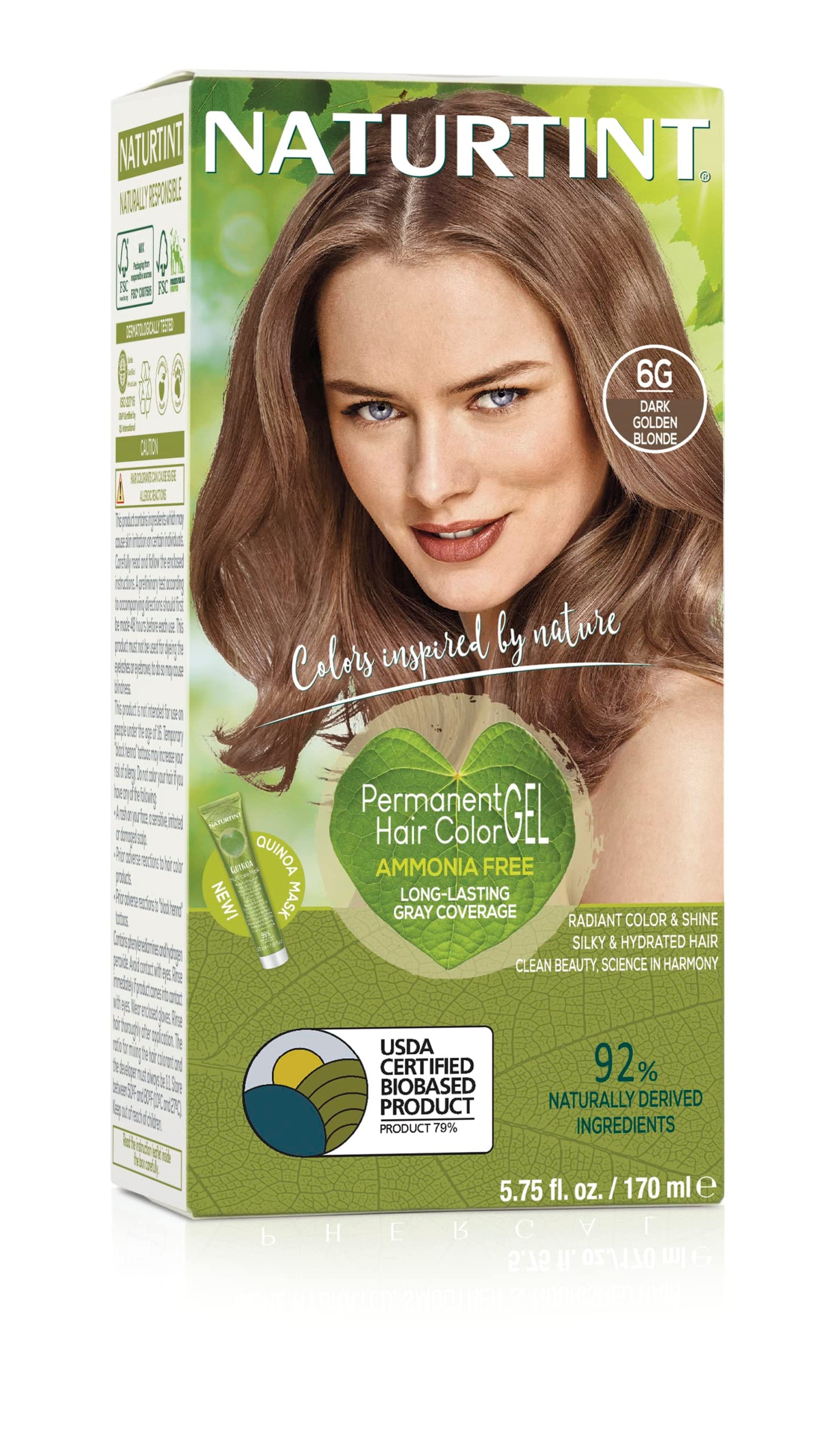 Naturtint Permanent Hair Color 6G Dark Golden Blonde (Pack of 1), Ammonia Free, Vegan, Cruelty Free, up to 100% Gray Coverage, Long Lasting Results Beauty & Personal Care Naturtint