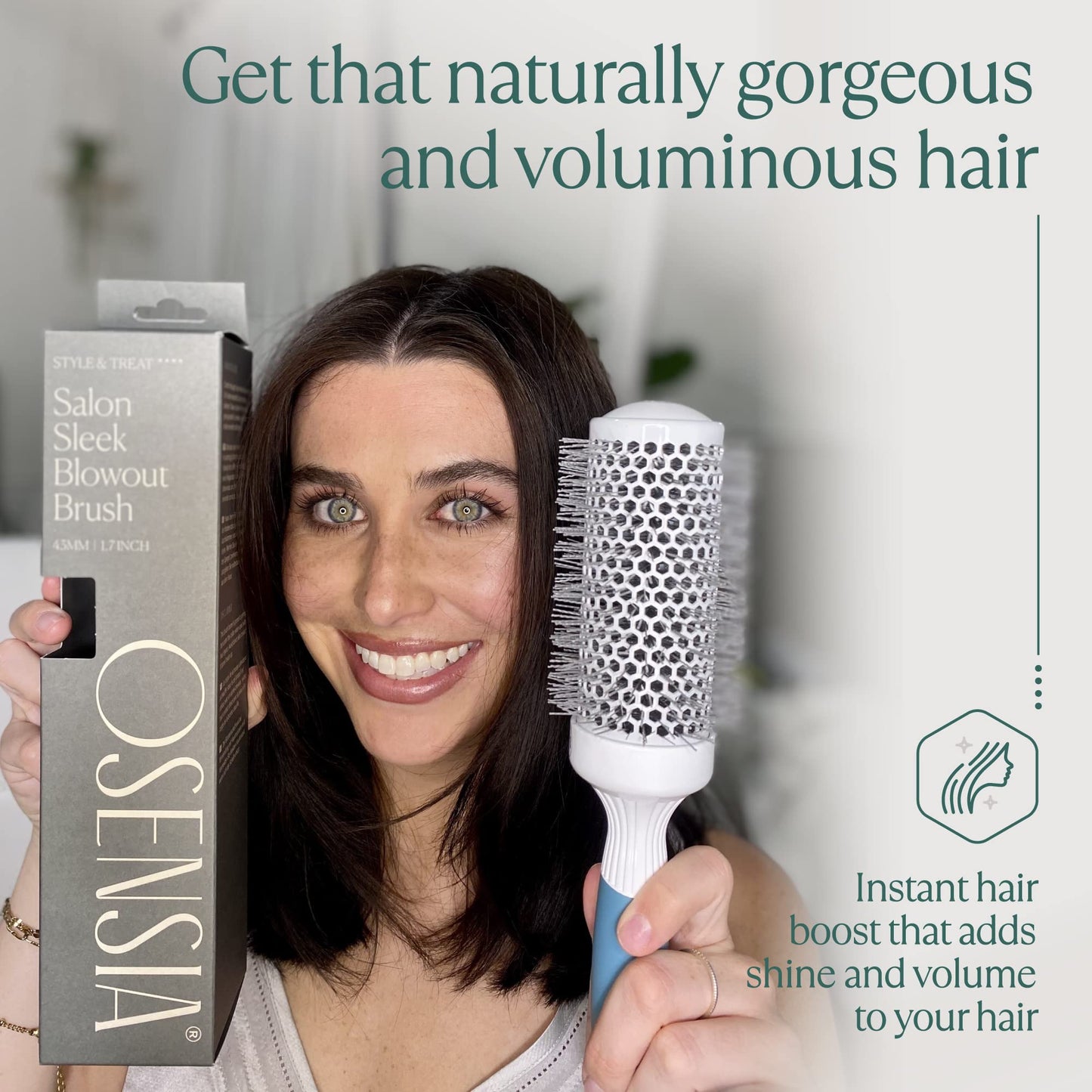 Medium Round Brushing Brush - Ceramic Hair Brush for a Smooth Salon Style Look - Professional Brushing Brush Ideal for All Hair Types - 43 mm Beauty & Personal Care Osensia