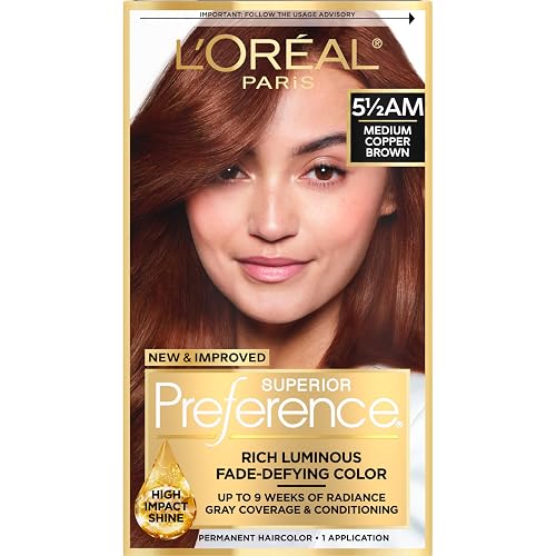 L'Oreal Paris Superior Preference Luminous Fade-Defying Permanent Hair Color, Hair Dye For Up to 9 Weeks of Radiance, Medium Amber Copper Brown 5.5AM Beauty & Personal Care L'Oreal Paris